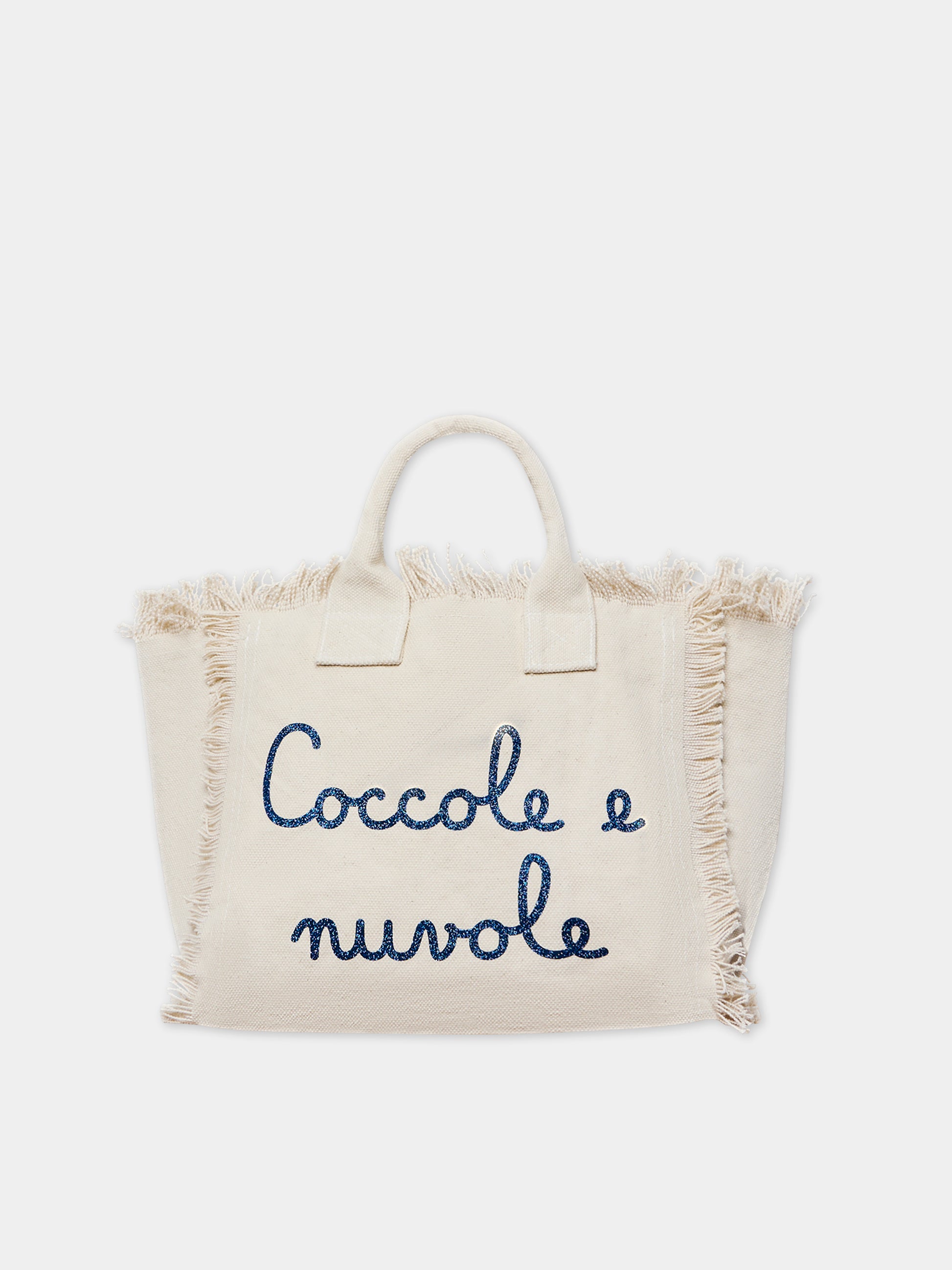 Borsa bianca per bambina con logo,Saint Barth X Coccolebimbi,COLETTE - COCCOLE NUVOLE 0161 GLITTER