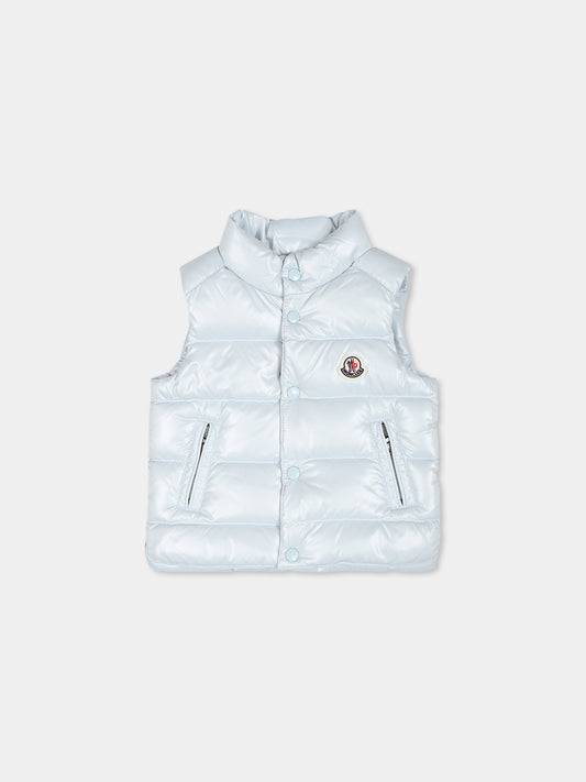 Gilet Bernard celeste per neonato con logo,Moncler Kids,J2951 1A00001 68950 70C