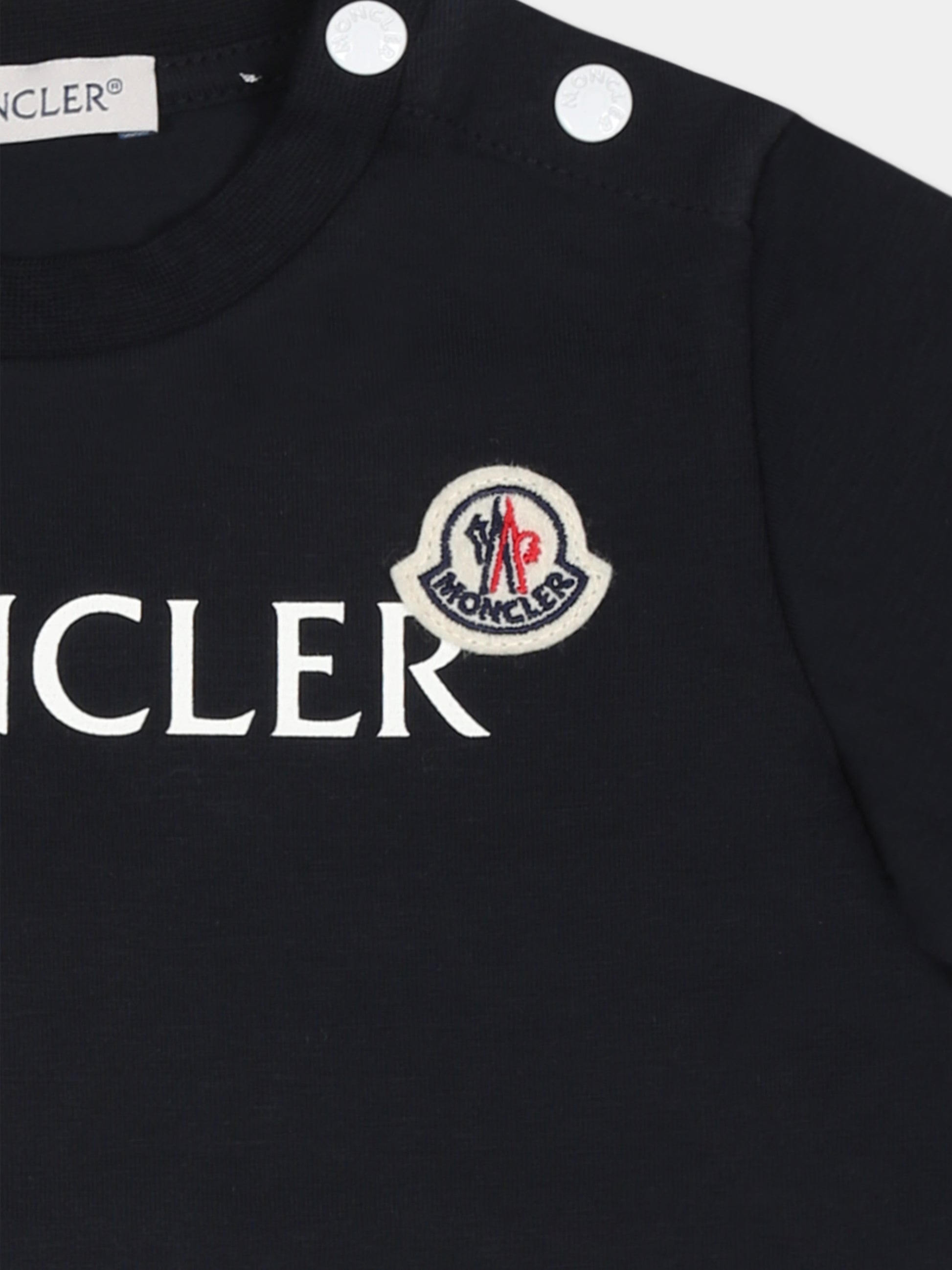 T-shirt blu per neonati con logo,Moncler Kids,J2951 8C00005 8790N 778