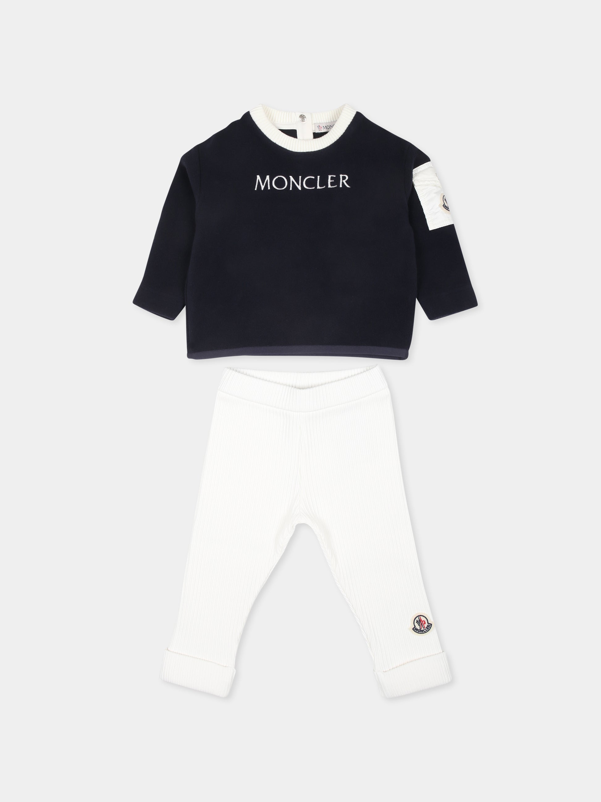 Completo blu per neonati con logo,Moncler Kids,J2951 8M00001 80093 F70