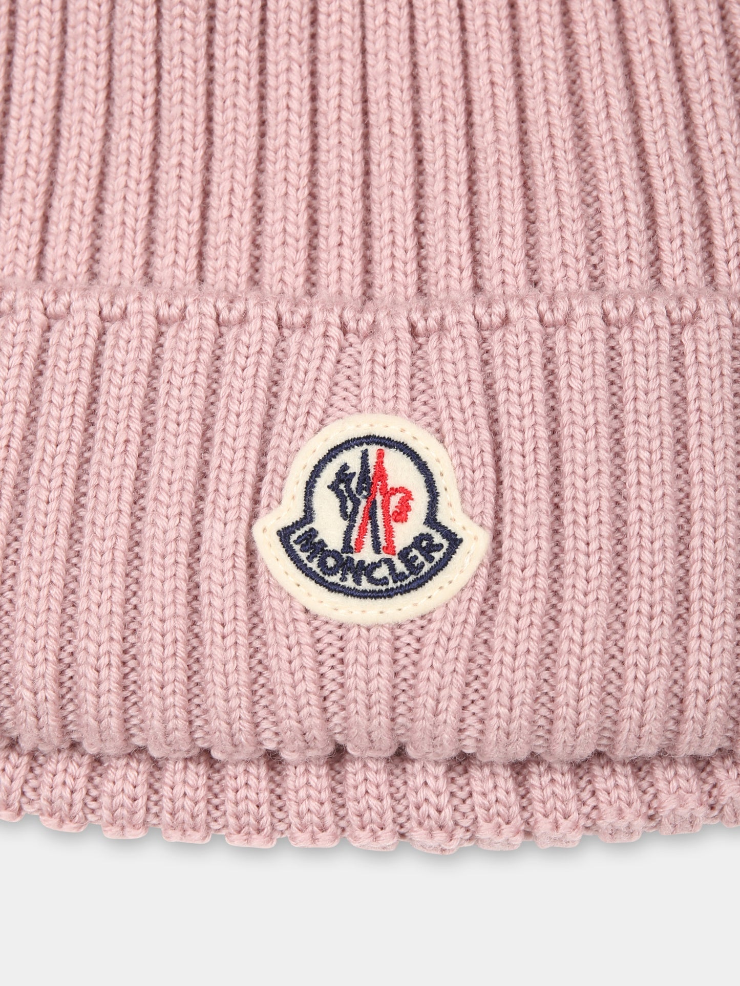 Berretto rosa per bambina con logo,Moncler Kids,J2954 3B00014 M1131 51A