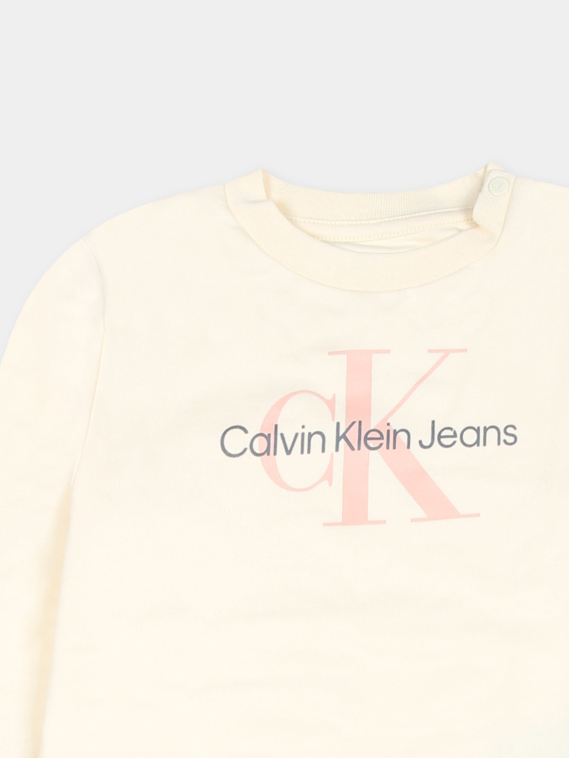 Completo sportivo avorio con logo per neonata,Calvin Klein Kids,IN0IN00017J 0F4