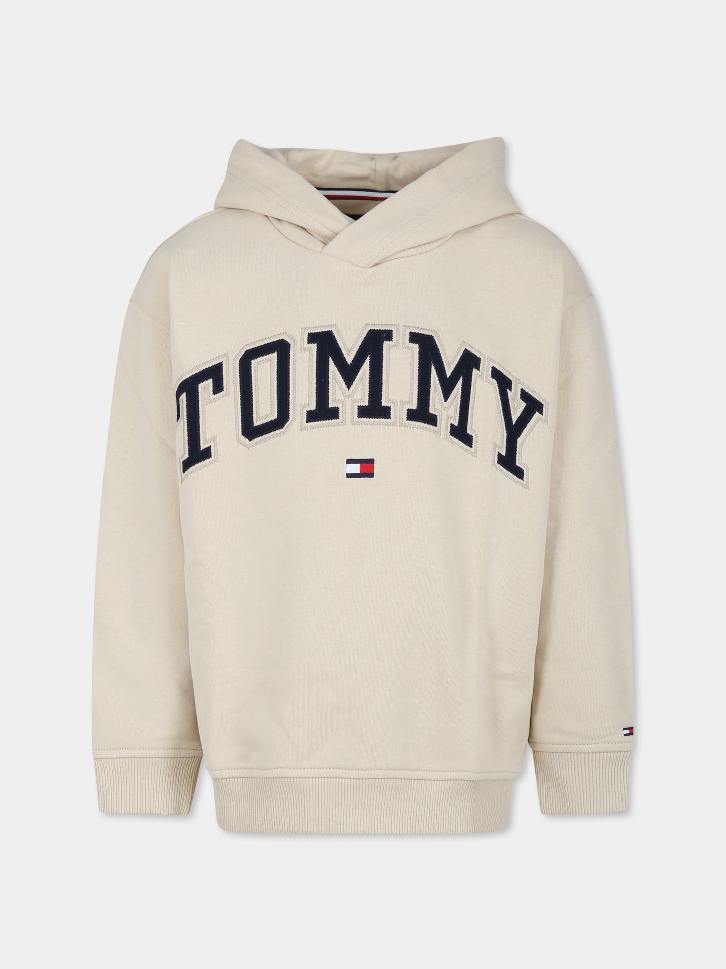 Felpa beige per bambino con logo,Tommy Hilfiger Junior,KB0KB09141J AEX