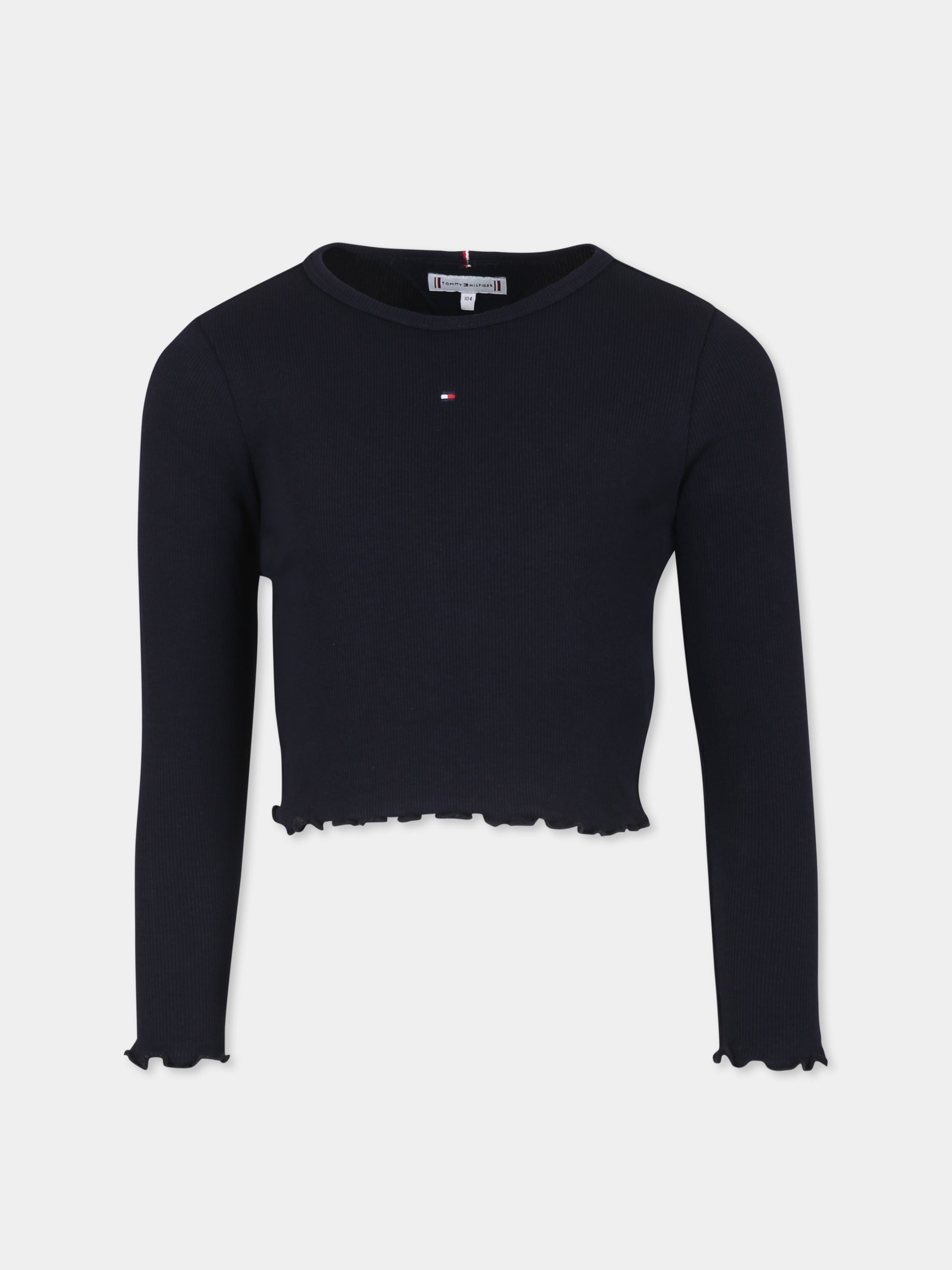 T-shirt blu per bambina con logo,Tommy Hilfiger Junior,KG0KG07595J DW5