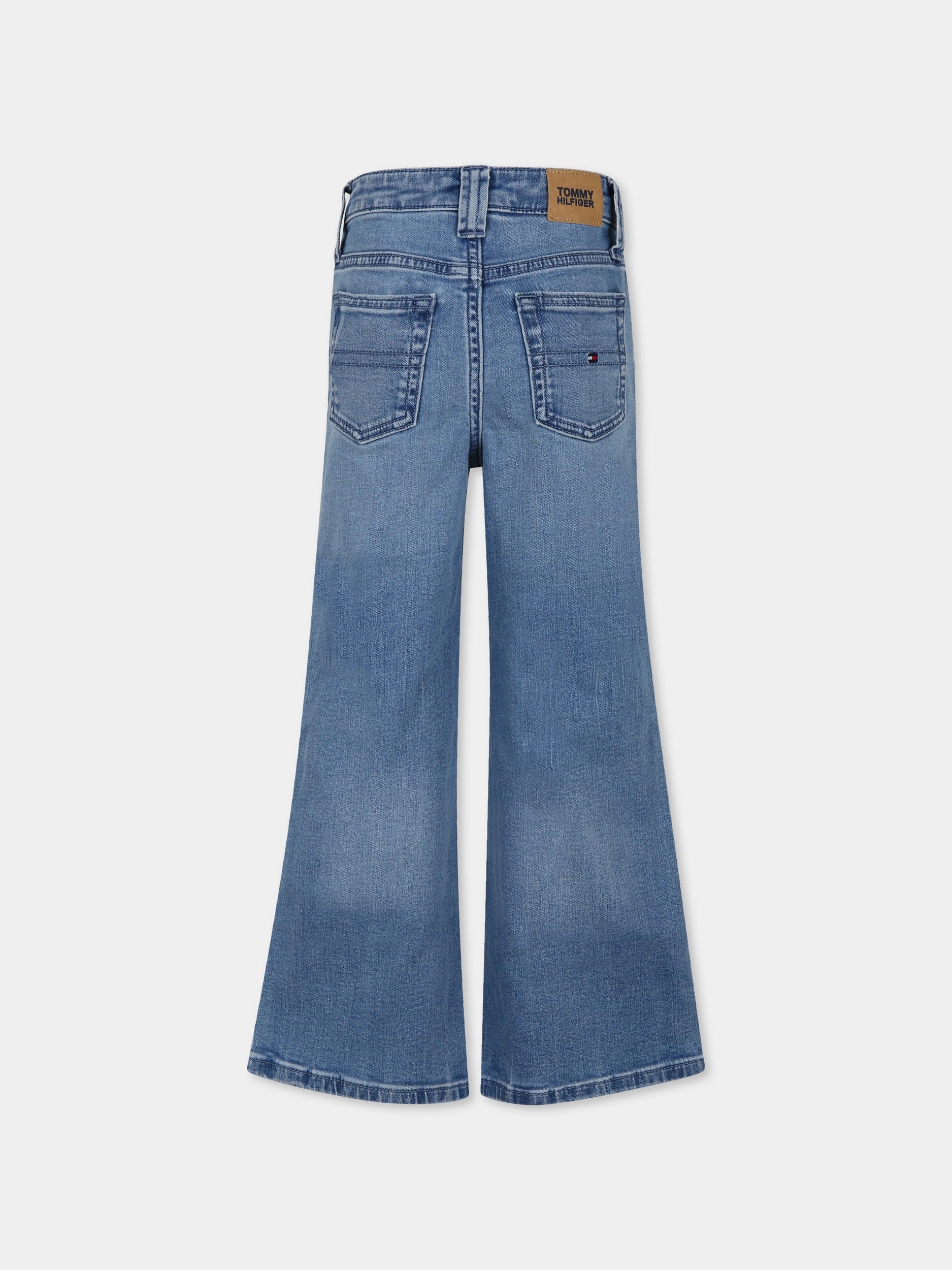 Jeans blu per bambina con bandierina,Tommy Hilfiger Junior,KG0KG08014J 1A7