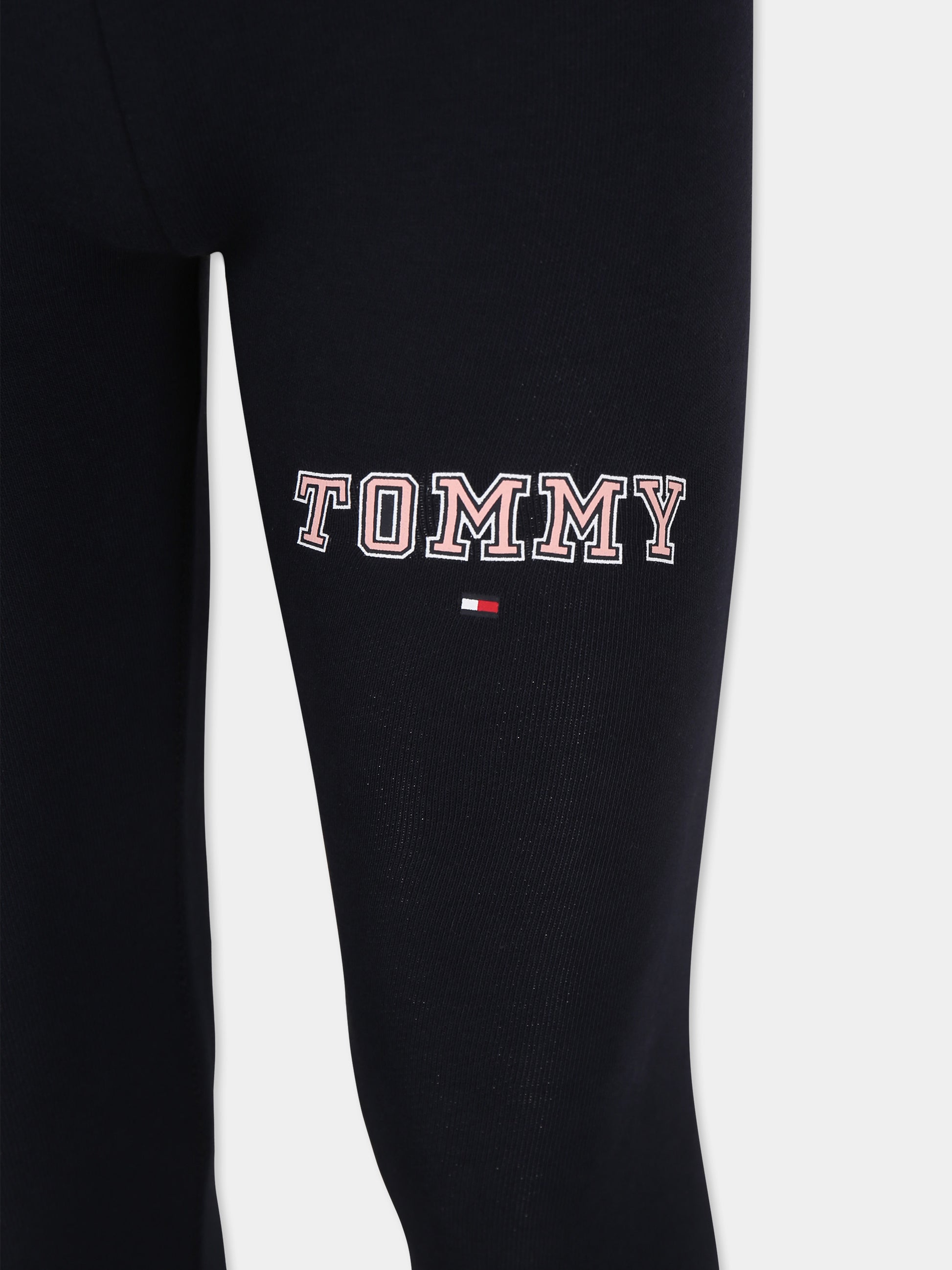 Leggings blu per bambina con logo,Tommy Hilfiger Junior,KG0KG08082J DW5