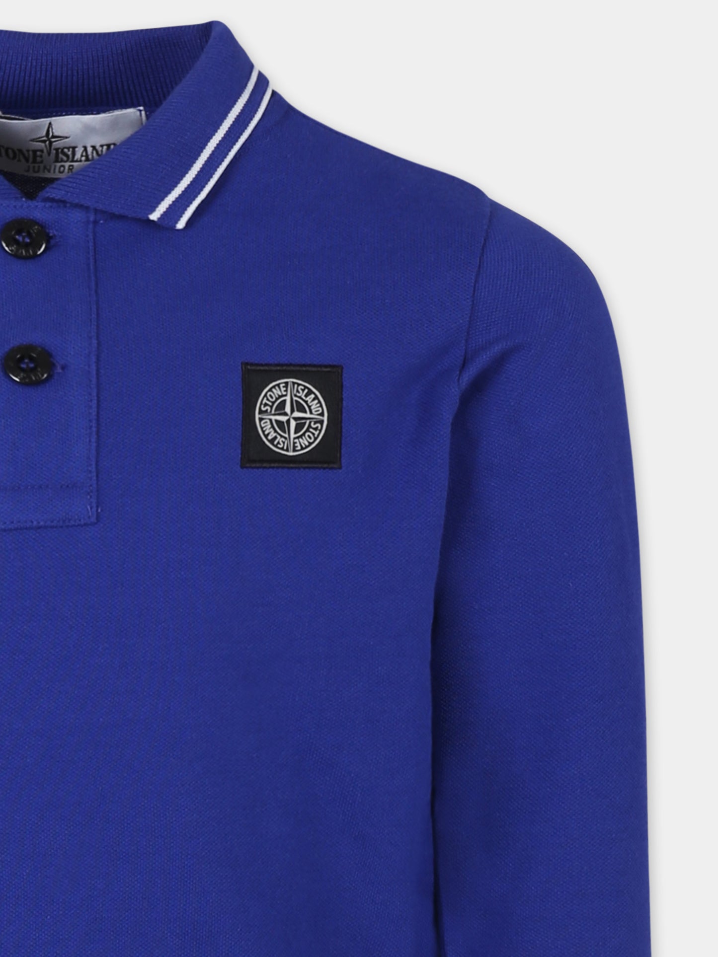 Polo azzurra per bambino con bussola,Stone Island Junior,811620748 V0022