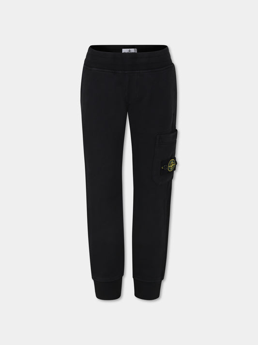 Pantaloni neri per bambino con bussola,Stone Island Junior,811661520 V0029