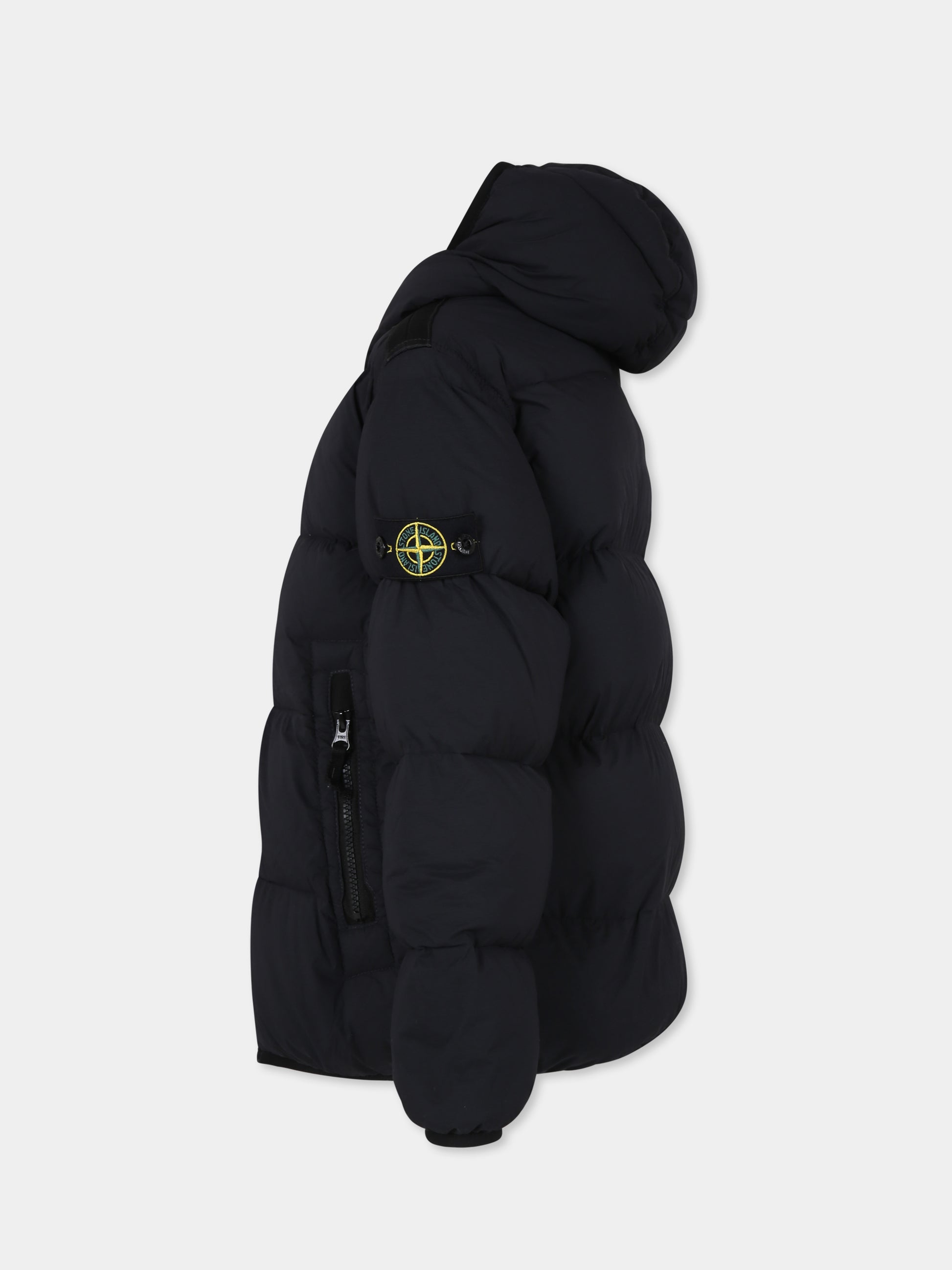 Piumino nero per bambino con bussola,Stone Island Junior,811640328 V0029