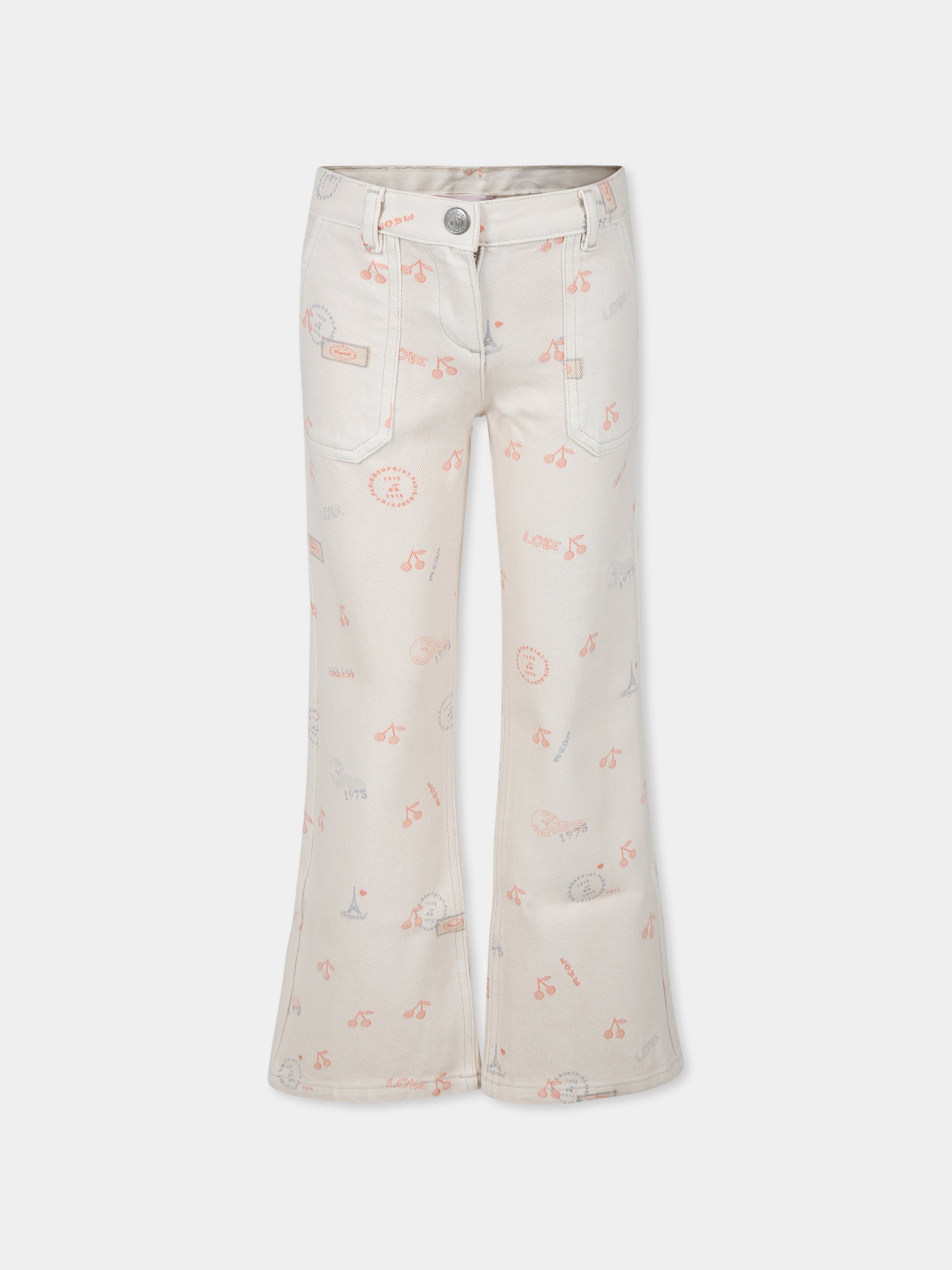 Pantaloni avorio per bambina con ciliegie,Bonpoint,P04GPAW00001 650B