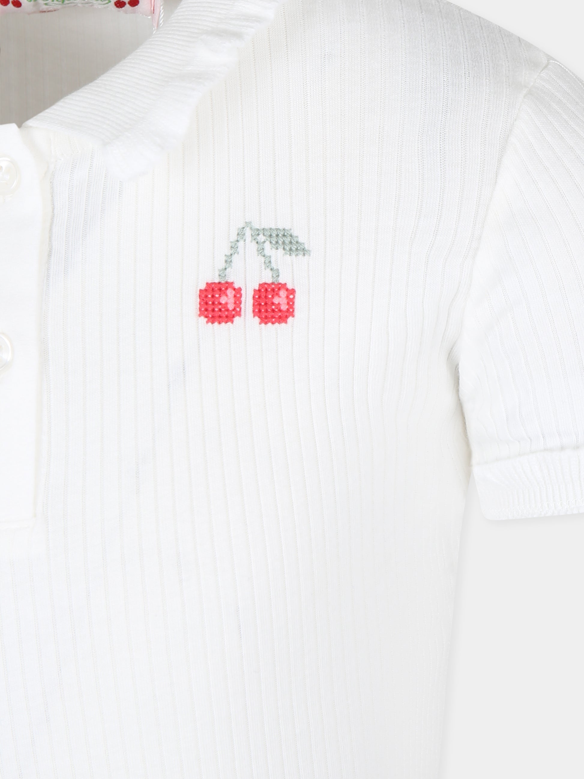 Polo bianca per bambina con ciliegie,Bonpoint,P04GTSK00005 102