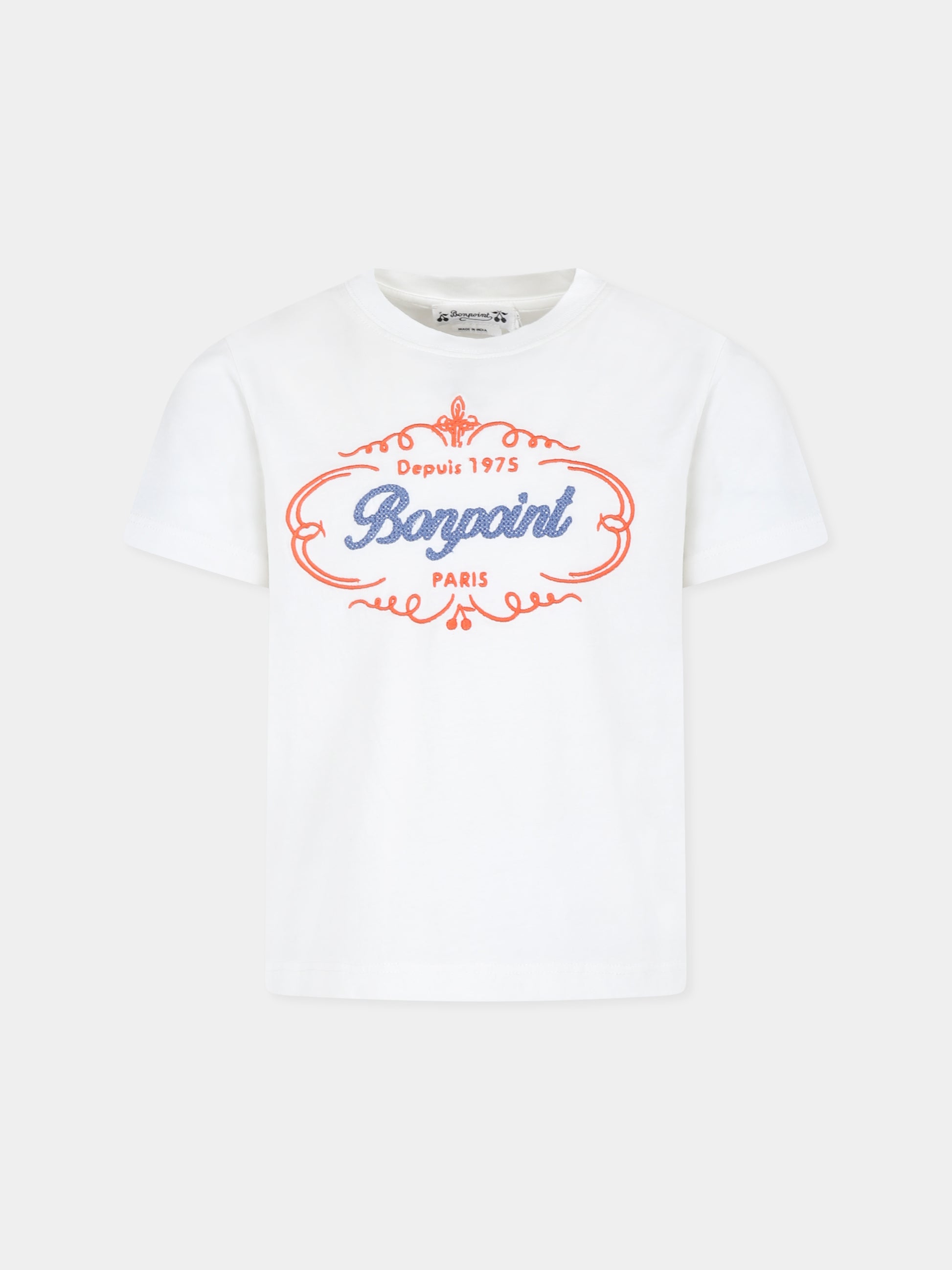 T-shirt bianca per bambino con logo,Bonpoint,P04BTSK00001 102