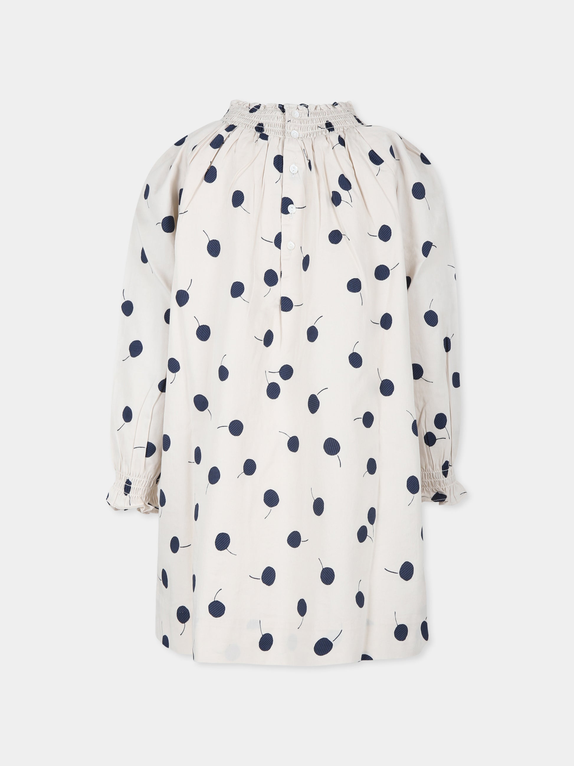 Vestito beige per bambina con ciliegie,Bonpoint,W04GDRW00013 670