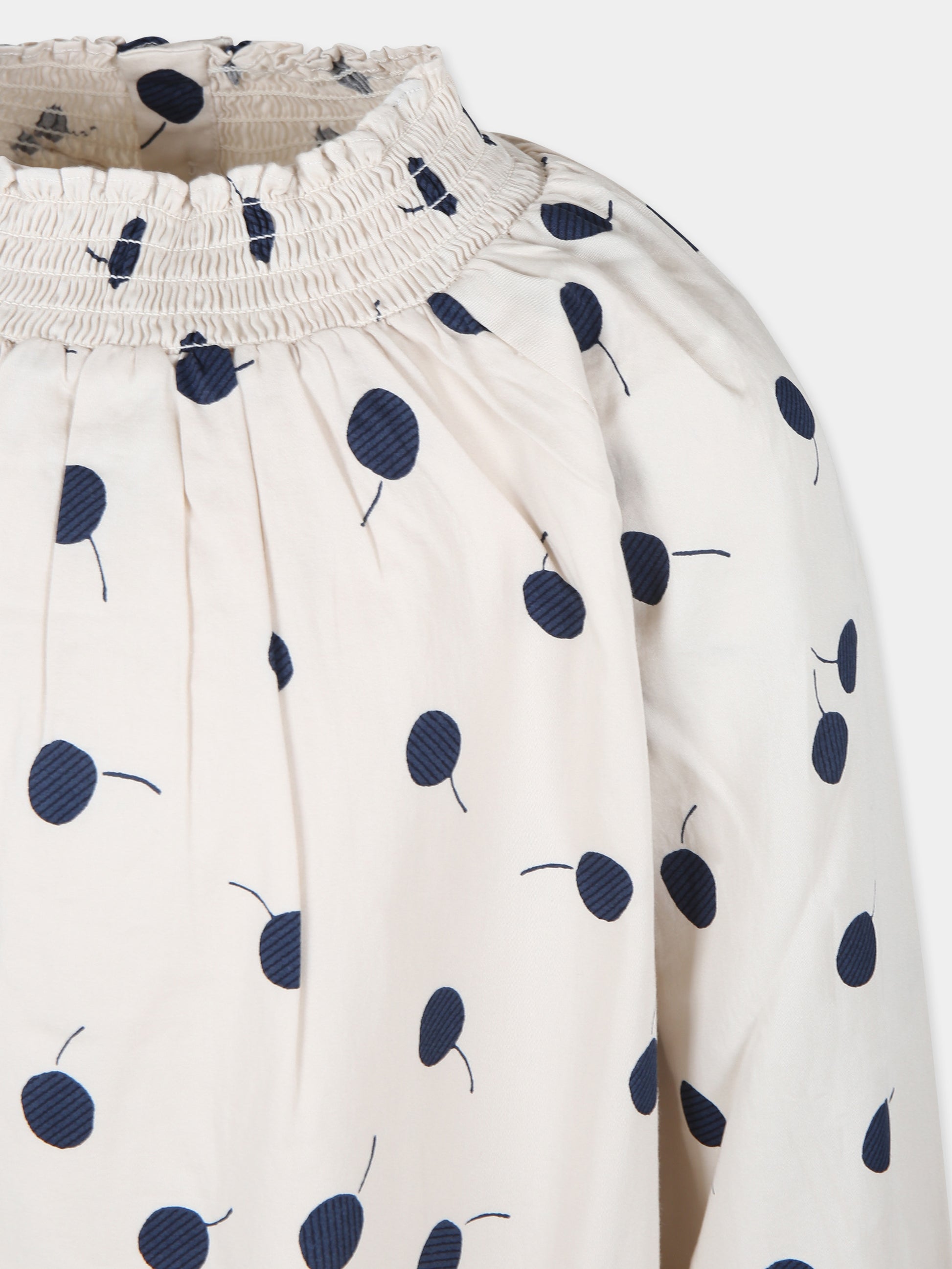 Vestito beige per bambina con ciliegie,Bonpoint,W04GDRW00013 670