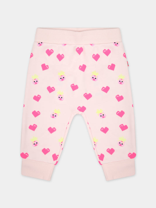 Pantaloni rosa per neonata con cuori e lama,Billieblush,U04288 45S