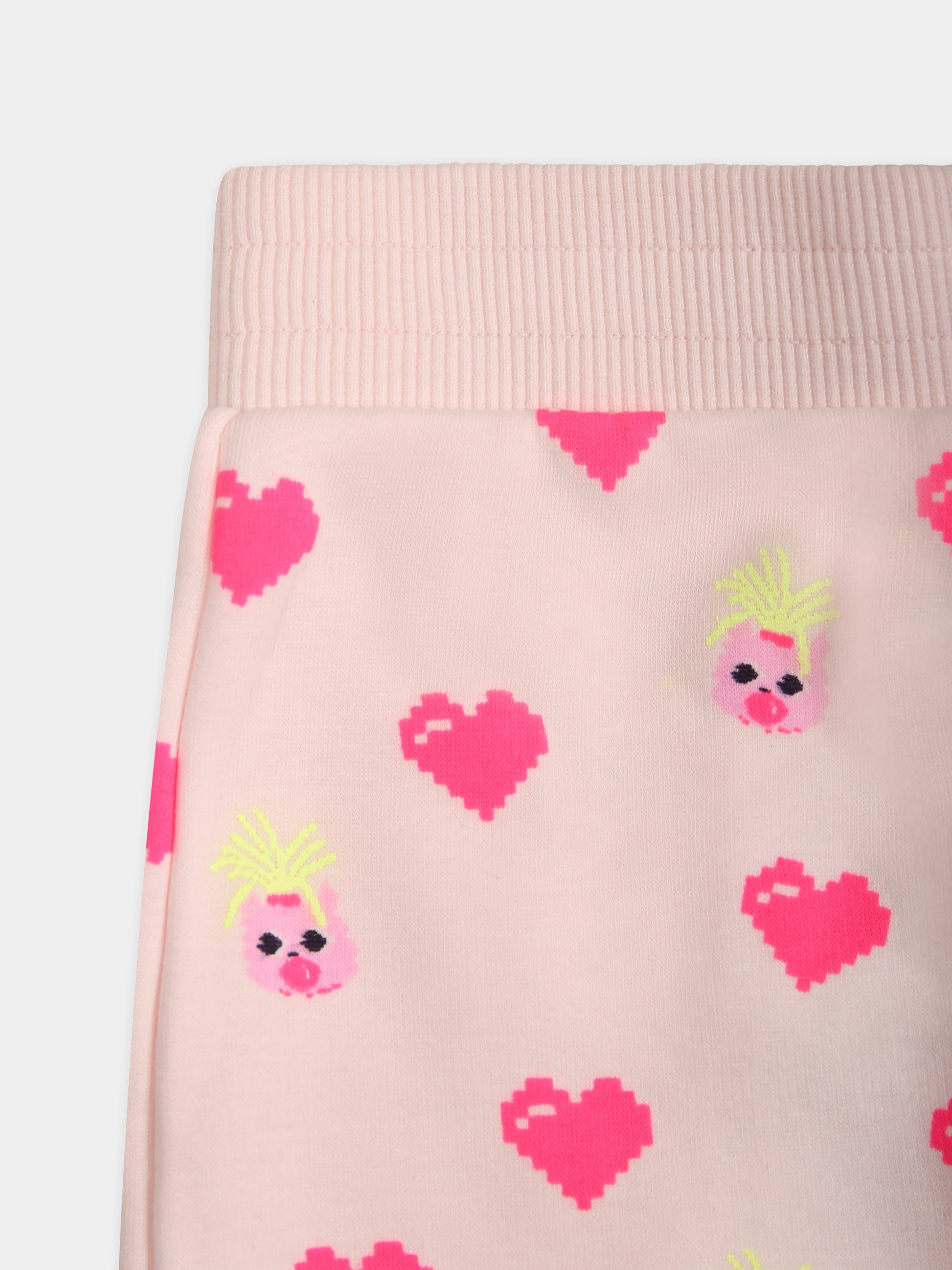 Pantaloni rosa per neonata con cuori e lama,Billieblush,U04288 45S