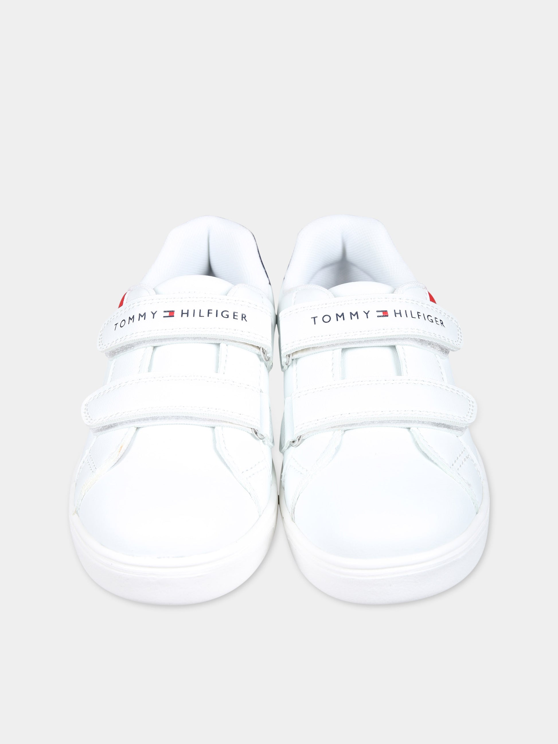 Sneakers bianche per bambini con bandierina e logo,Tommy Hilfiger Junior,T1B9 33327 1355100