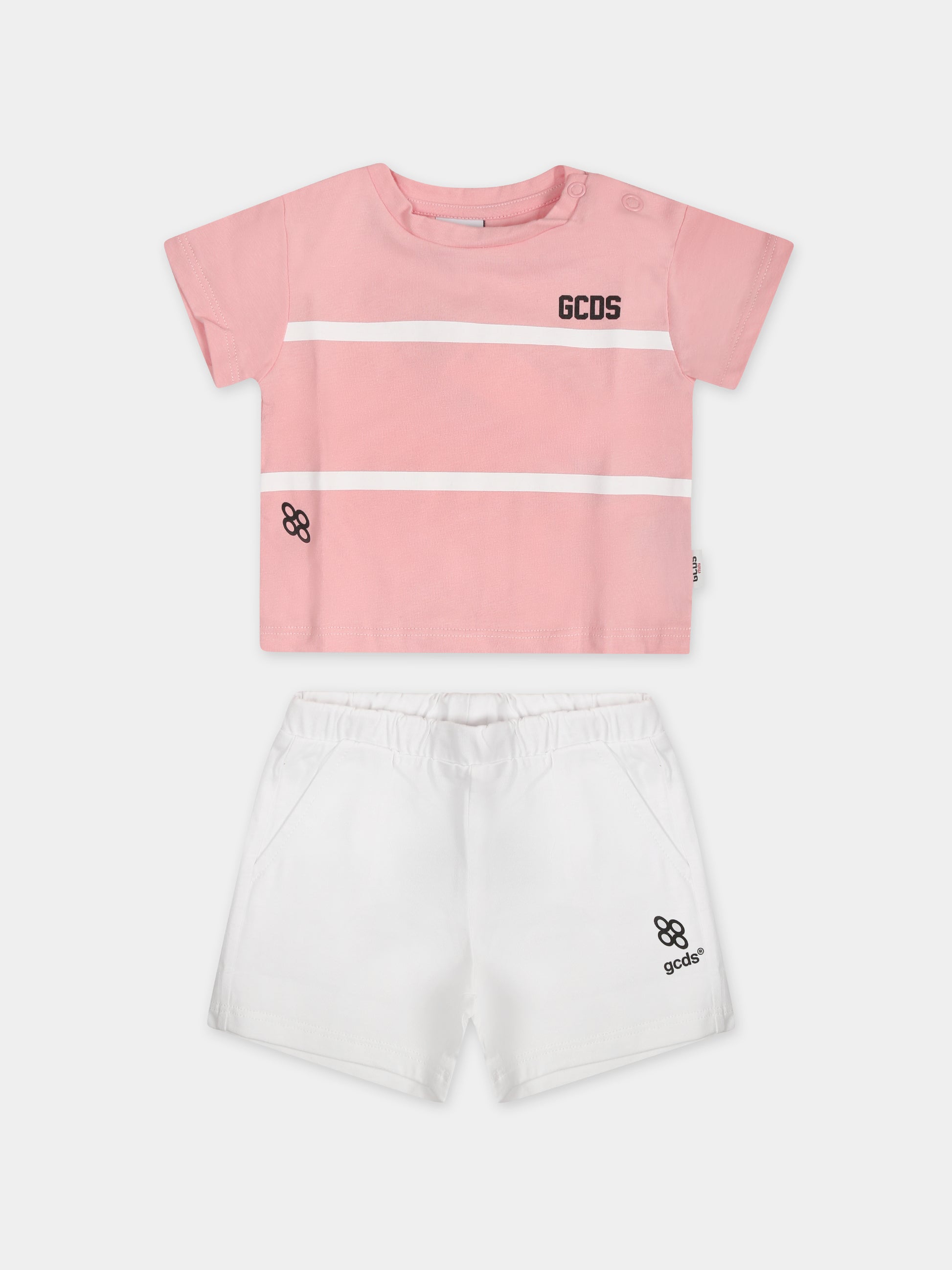 Completo sportivo rosa per neonata con logo,Gcds Kids,GUG008 LAA29 84533