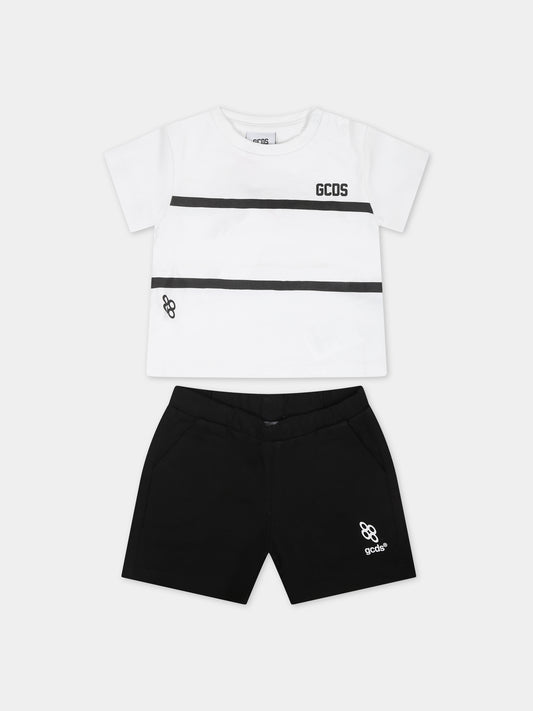 Completo sportivo bianco per neonati con logo,Gcds Kids,GUG008 LAA29 81076