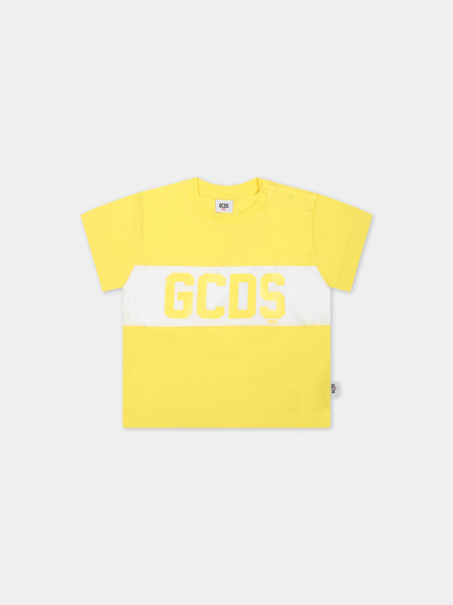 T-shirt gialla per neonati con logo,Gcds Kids,GMM003 LAA22 51633