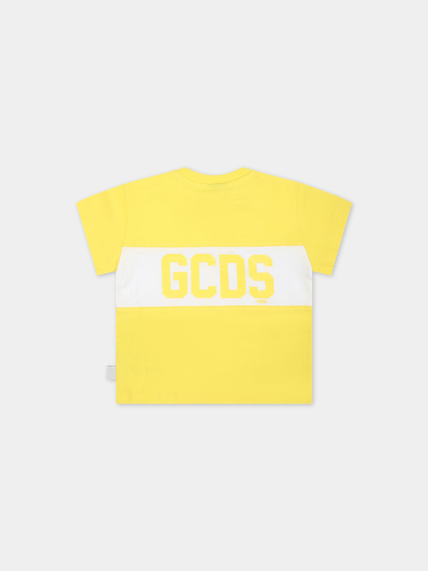 T-shirt gialla per neonati con logo,Gcds Kids,GMM003 LAA22 51633
