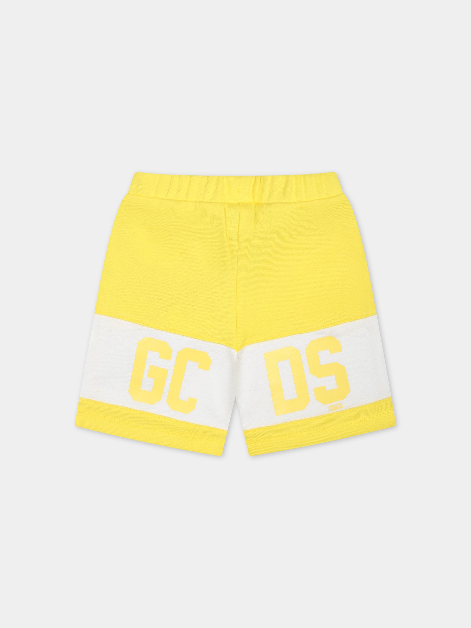 Shorts sportivi gialli per neonati con logo,Gcds Kids,GMQ002 LCA33 51633