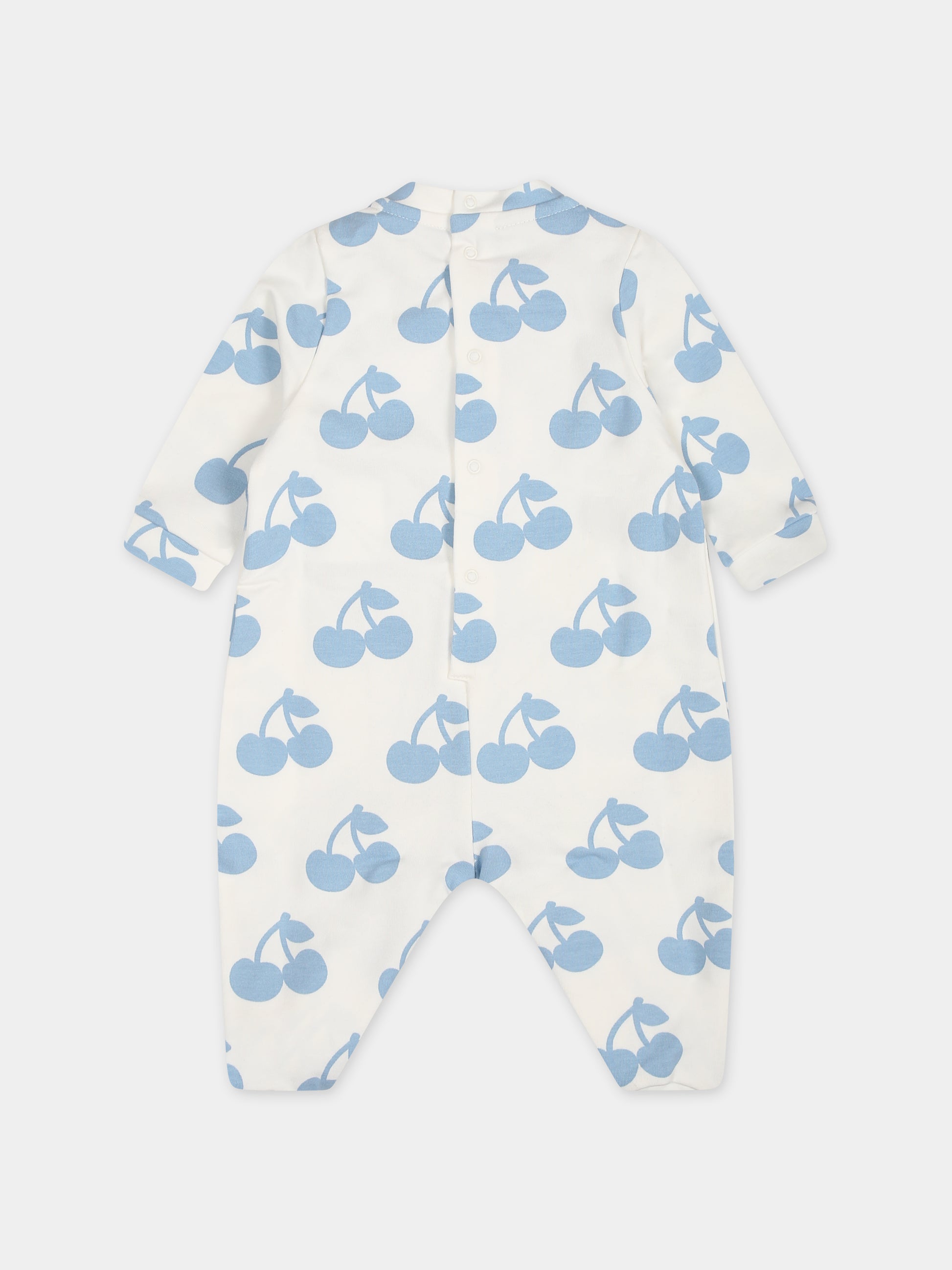Tutina bianca per neonati con logo e ciliegie,Gcds Kids,GUY00K LDBA9 84530 