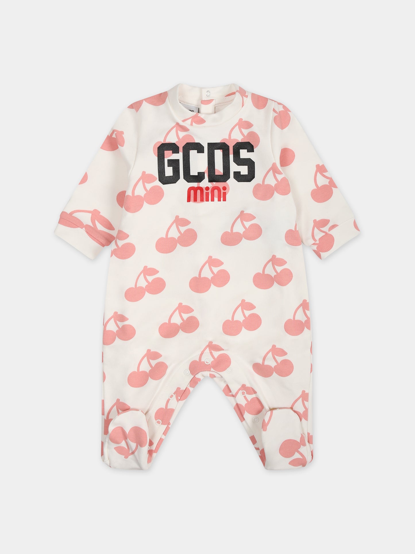 Tuta rosa per neonata con ciliegie,Gcds Kids,GUY00K LDBA9 84531