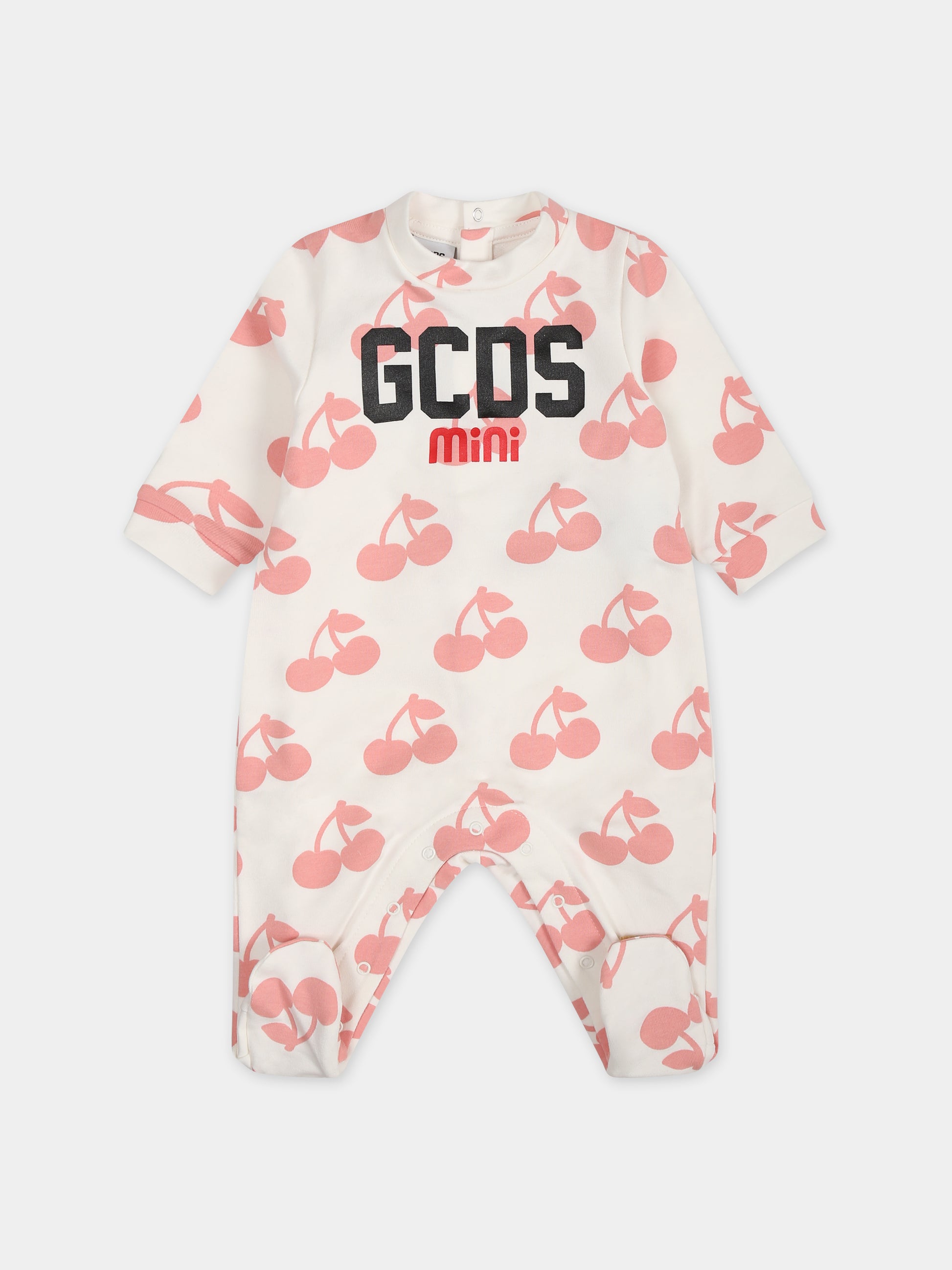 Tuta rosa per neonata con ciliegie,Gcds Kids,GUY00K LDBA9 84531