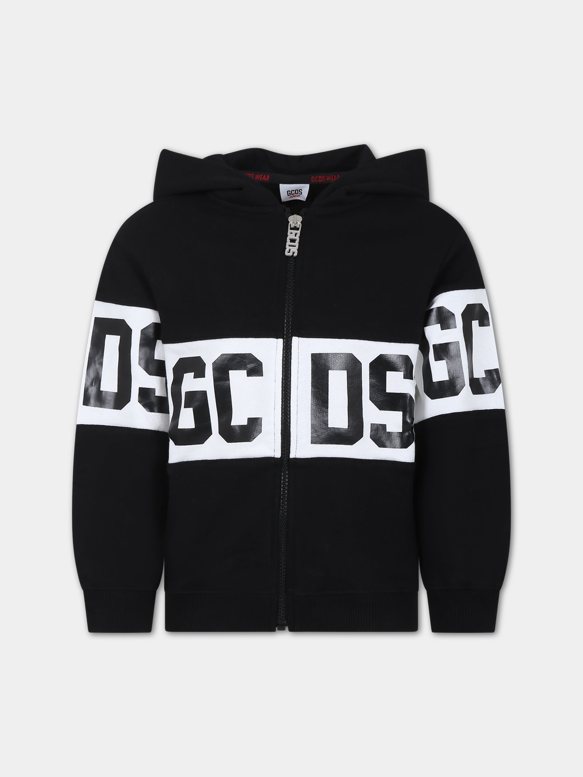 Felpa nera per bambini con logo,Gcds Kids,DNF004 LCA33 60100