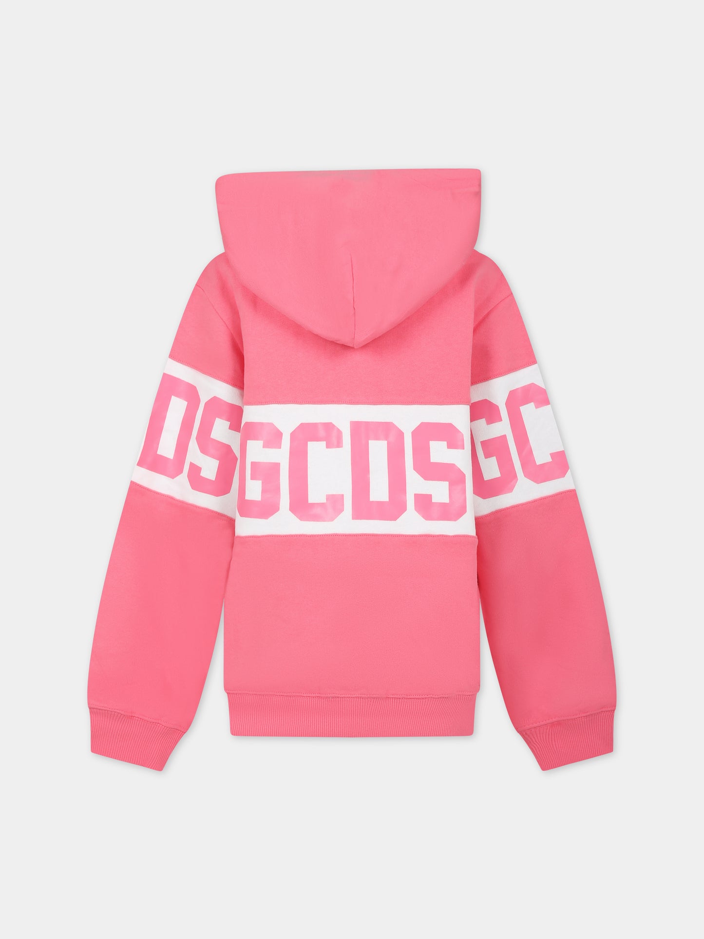 Felpa rosa per bambina con logo,Gcds Kids,DNF004 LCA33 51452