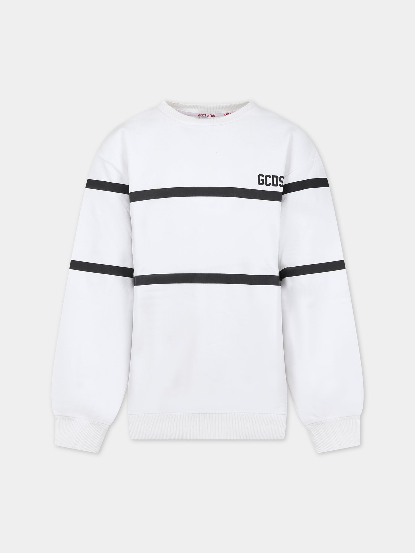 Felpa bianca per bambini con logo nero,Gcds Kids,DOF000 LCA52 10101