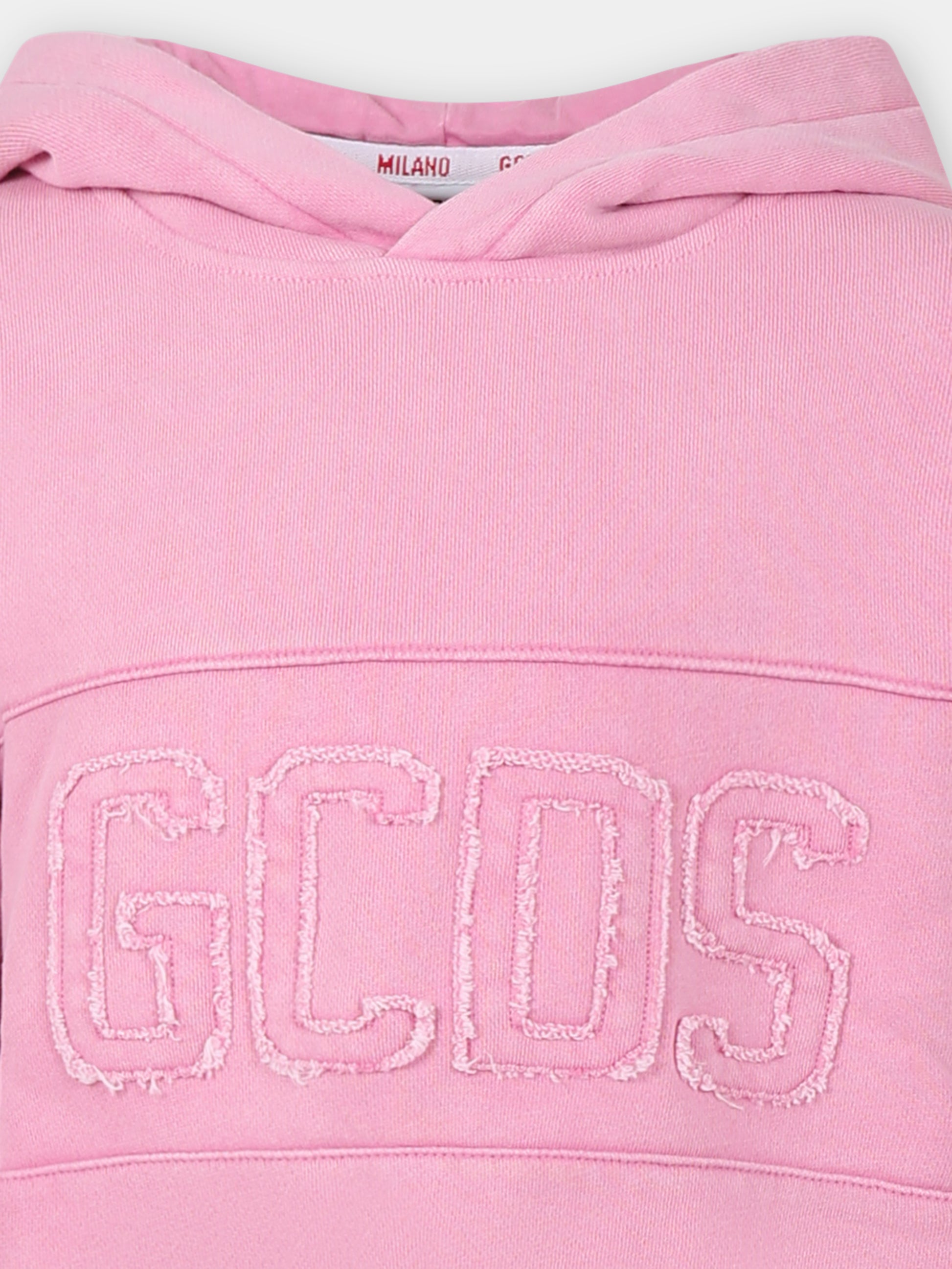 Felpa rosa per bambina con logo,Gcds Kids,DMF00D LCC01 52861
