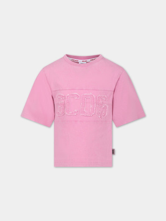 T-shirt rosa per bambina con logo,Gcds Kids,DMM00A LAC01 52861