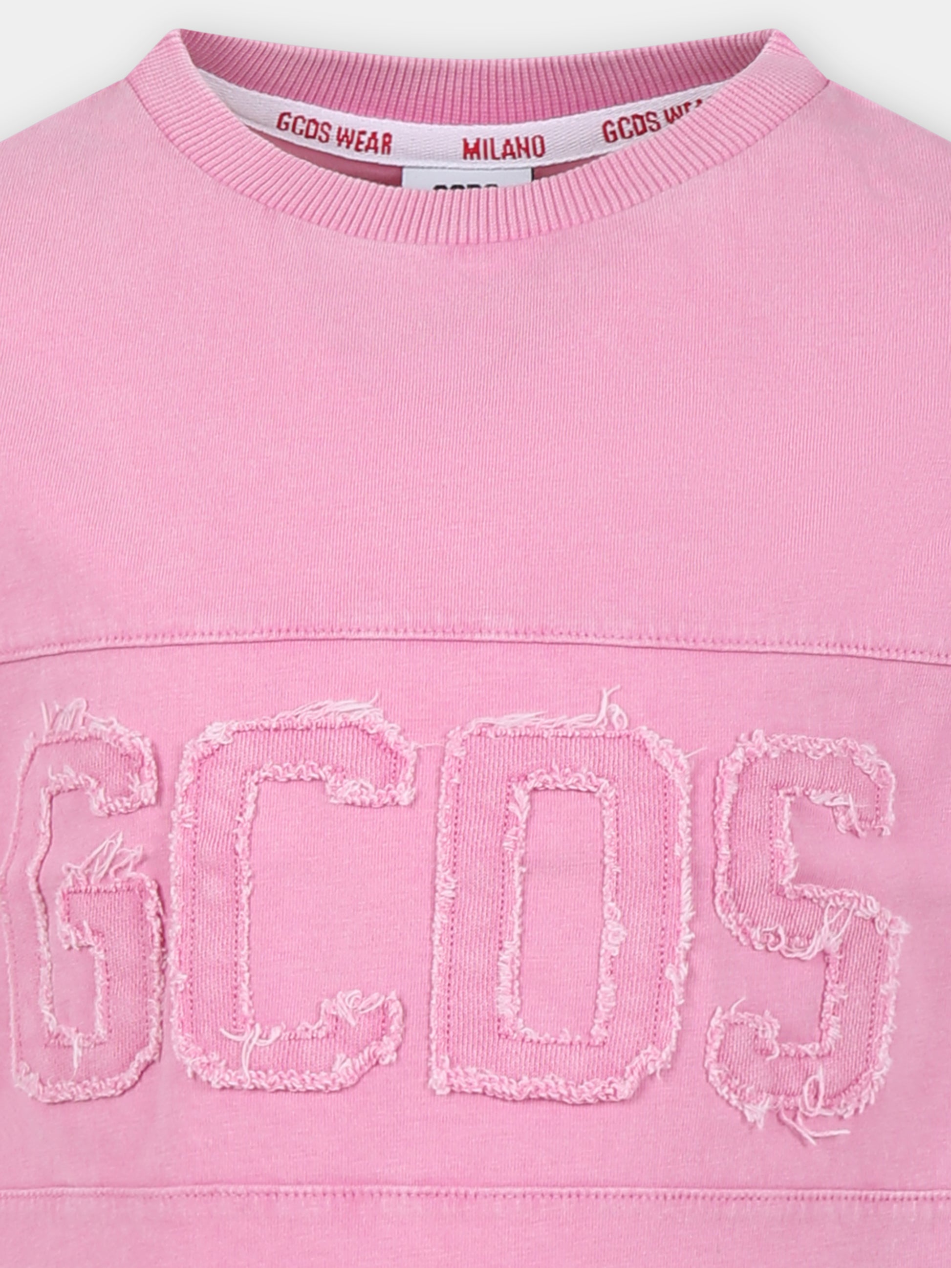 T-shirt rosa per bambina con logo,Gcds Kids,DMM00A LAC01 52861