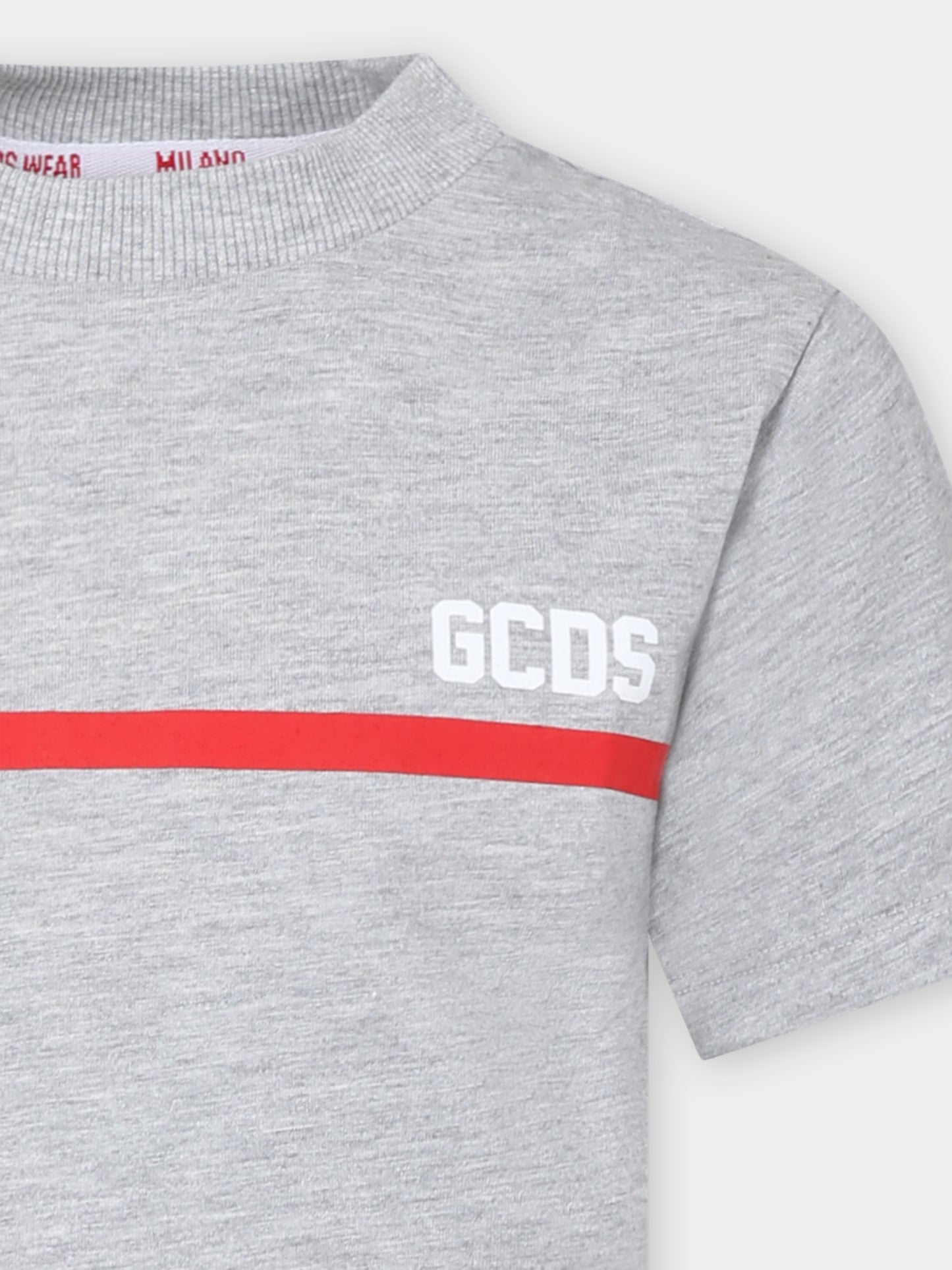 T-shirt grigia per bambini con logo nero,Gcds Kids,DUM00I LAA29 60926