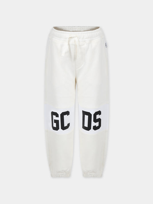Pantalone bianco per bambini con logo,Gcds Kids,DNP003 LCA33 10063