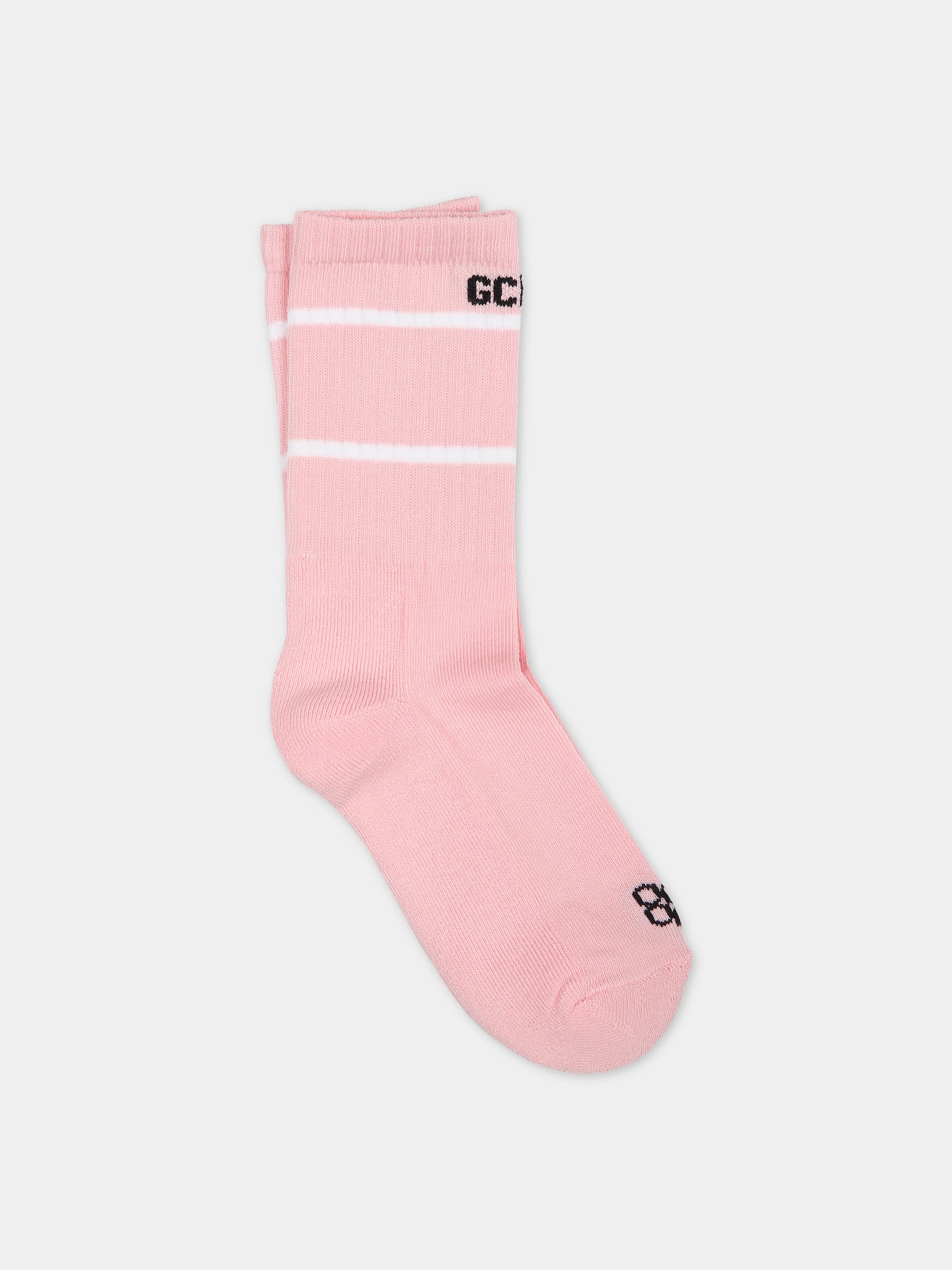Calze rosa per bambina con logo,Gcds Kids,DUX00L LHE25 51630