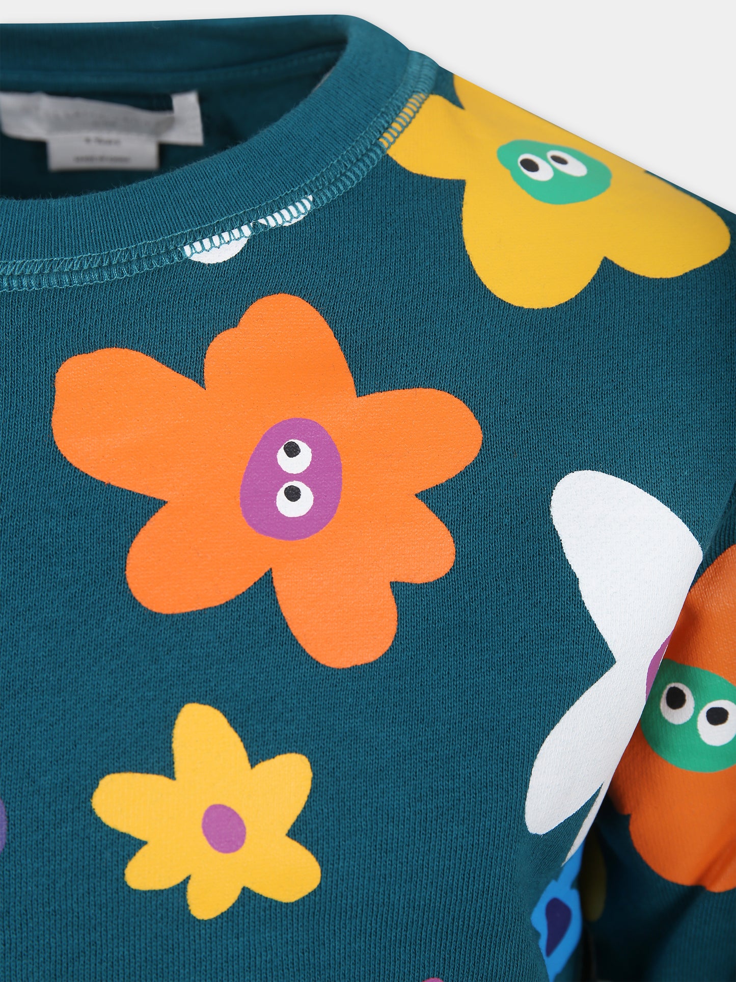 Felpa verde per bambina con fiori,Stella Mccartney Kids,TT4B50 Z1332 619MC