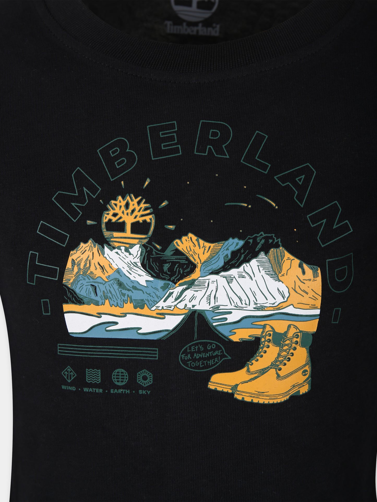 T-shirt nera per bambino con logo,Timberland,T25U32 09B