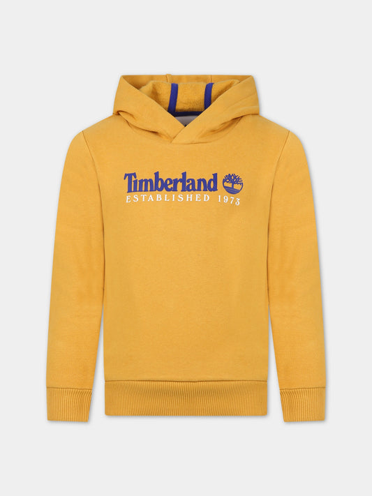 Felpa gialla per bambino con logo,Timberland,T25U56 575