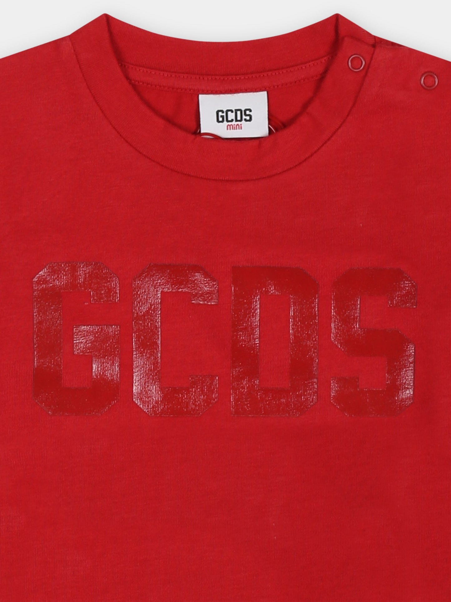 T-shirt rossa per neonato con logo,Gcds Kids,GQO002 LAA01 50975