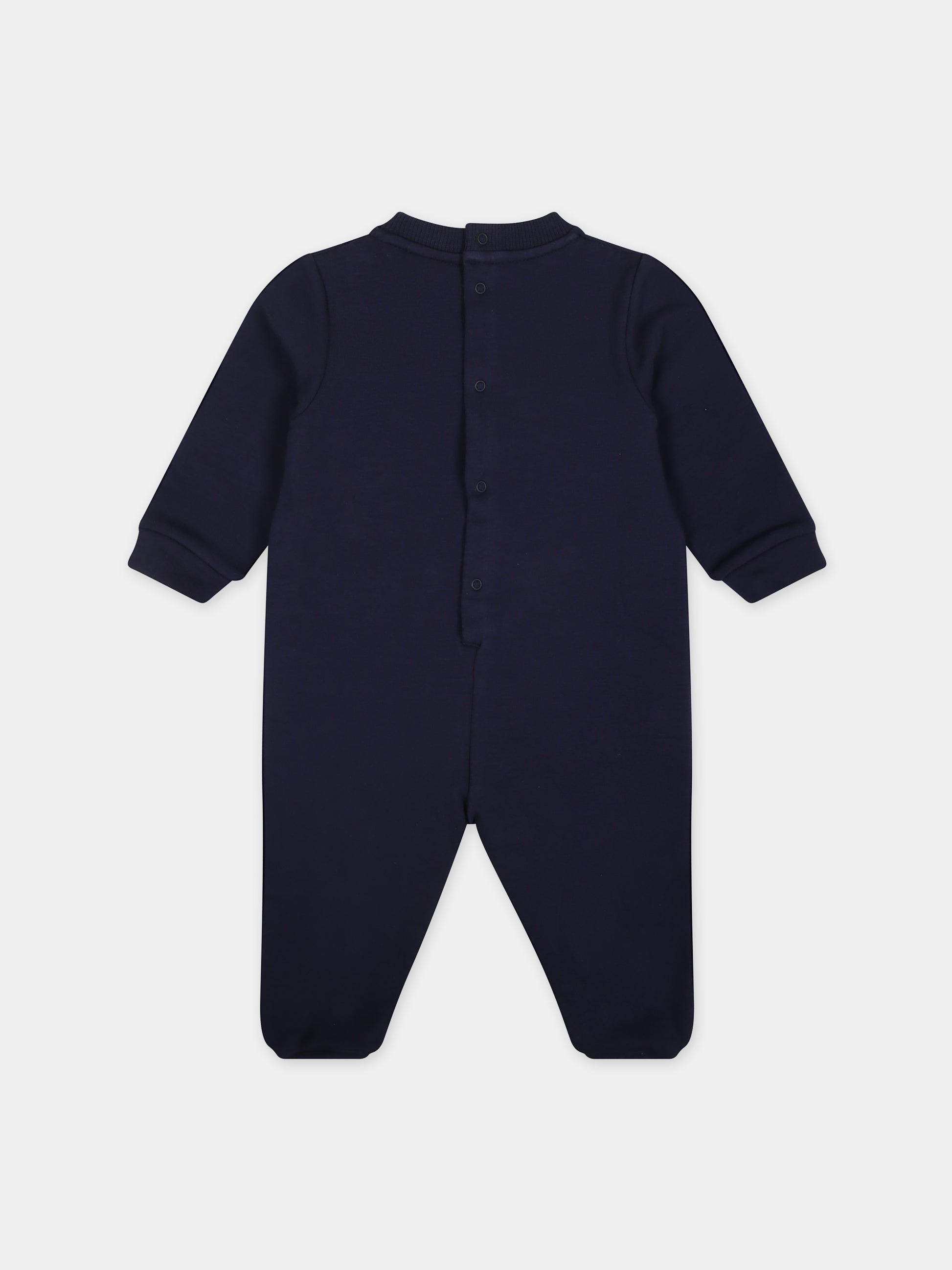 Tutina blu per neonato con stampa mostro e logo,Gcds Kids,GUY00Z LDA04 40258