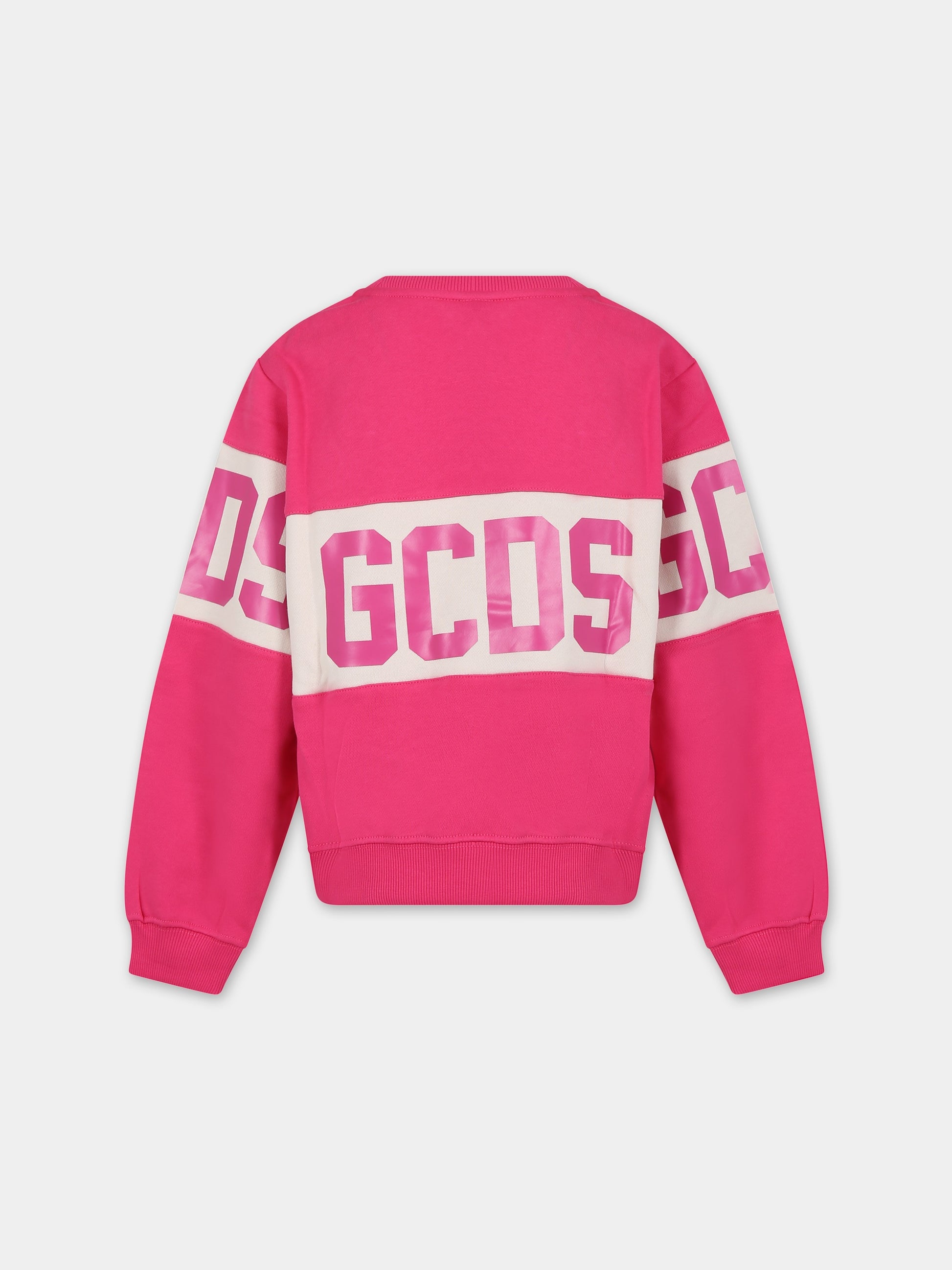 Felpa fucsia per bambina con logo,Gcds Kids,DOF005 LCA44 50605
