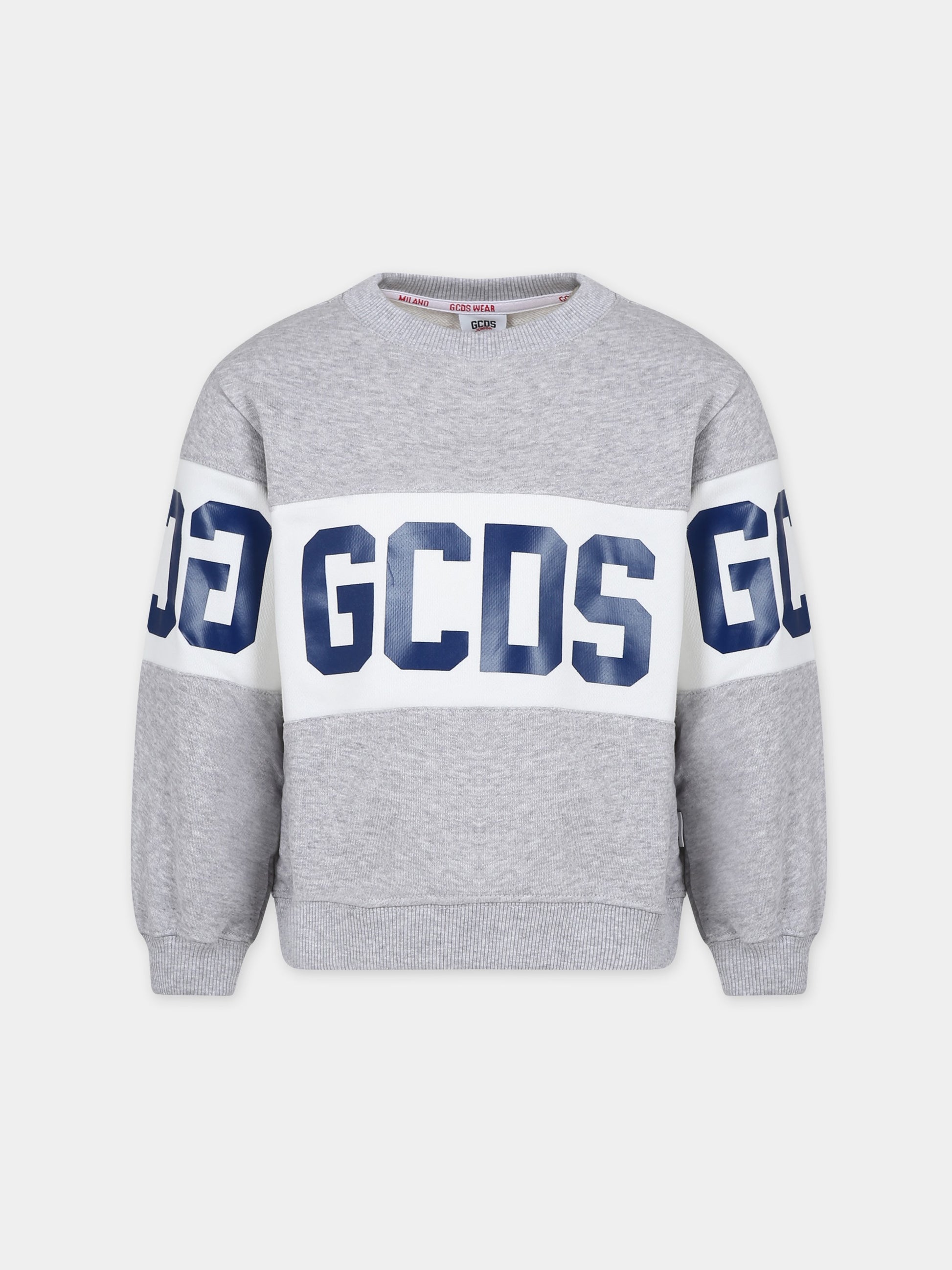 Felpa grigia per bambini con logo,Gcds Kids,DOF005 LCA44 60926