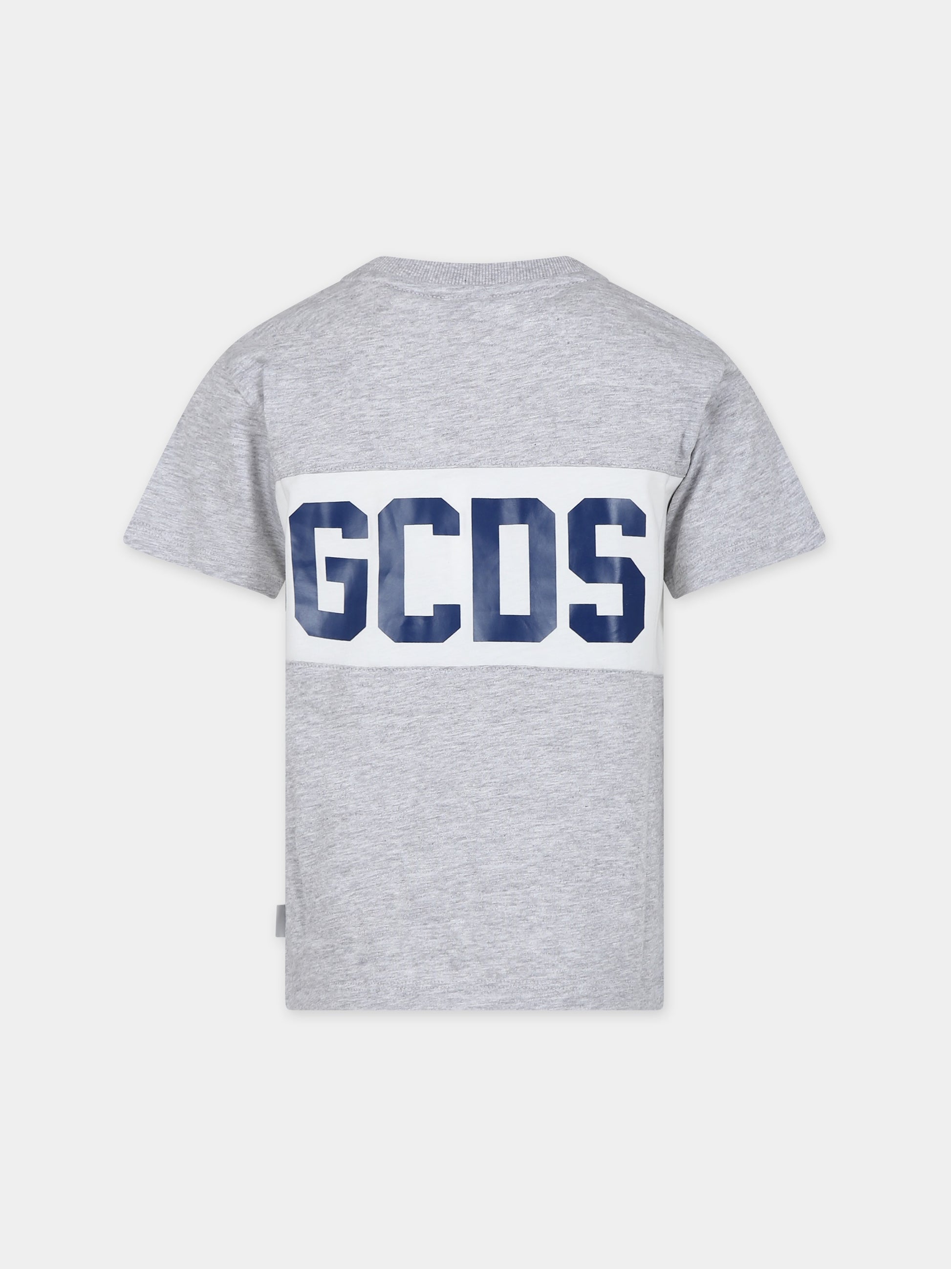 T-shirt grigia per bambini con logo,Gcds Kids,DOM005 LAA22 60926