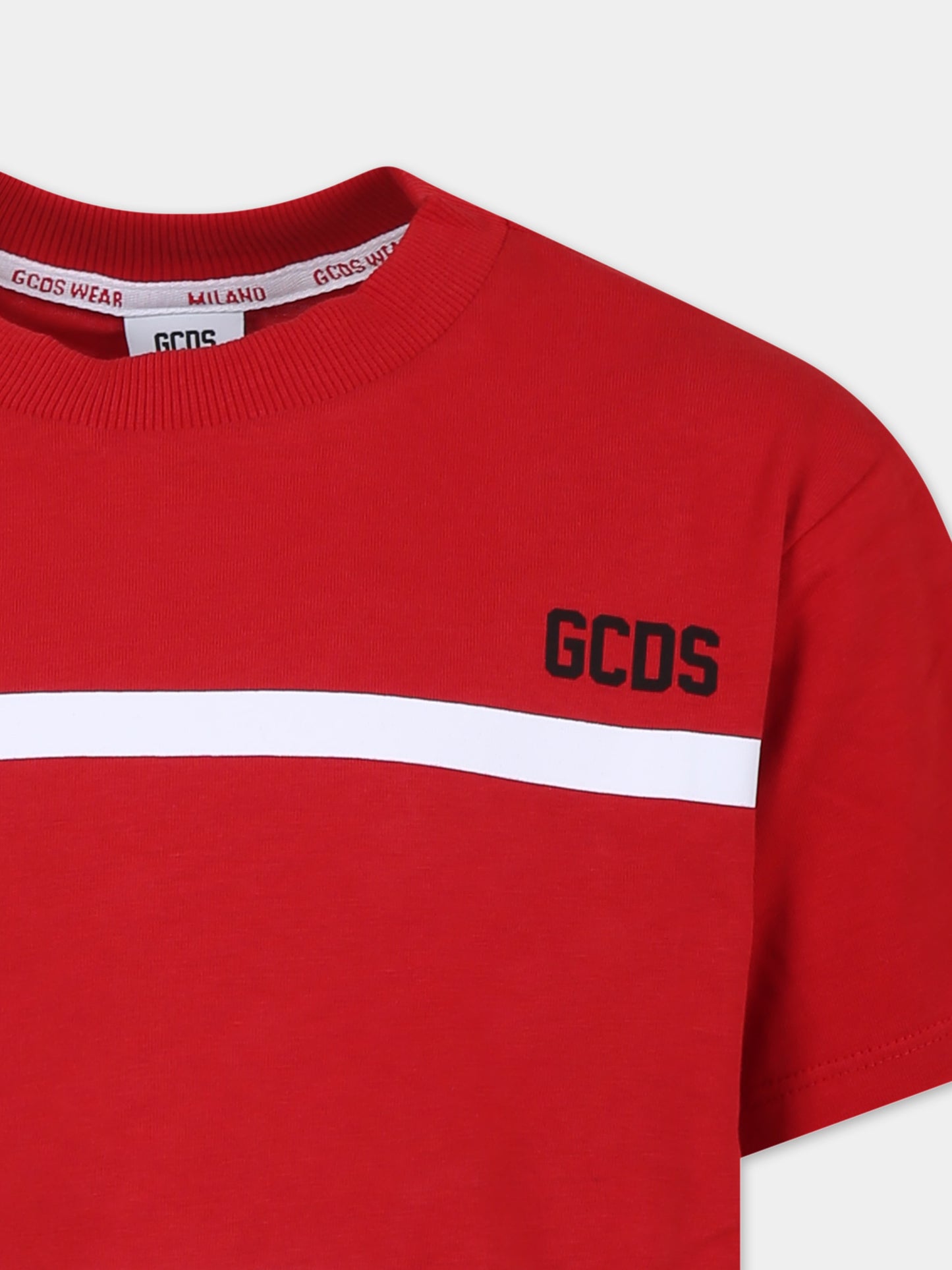 T-shirt rossa per bambini con logo,Gcds Kids,DRM00I LAA24 50975
