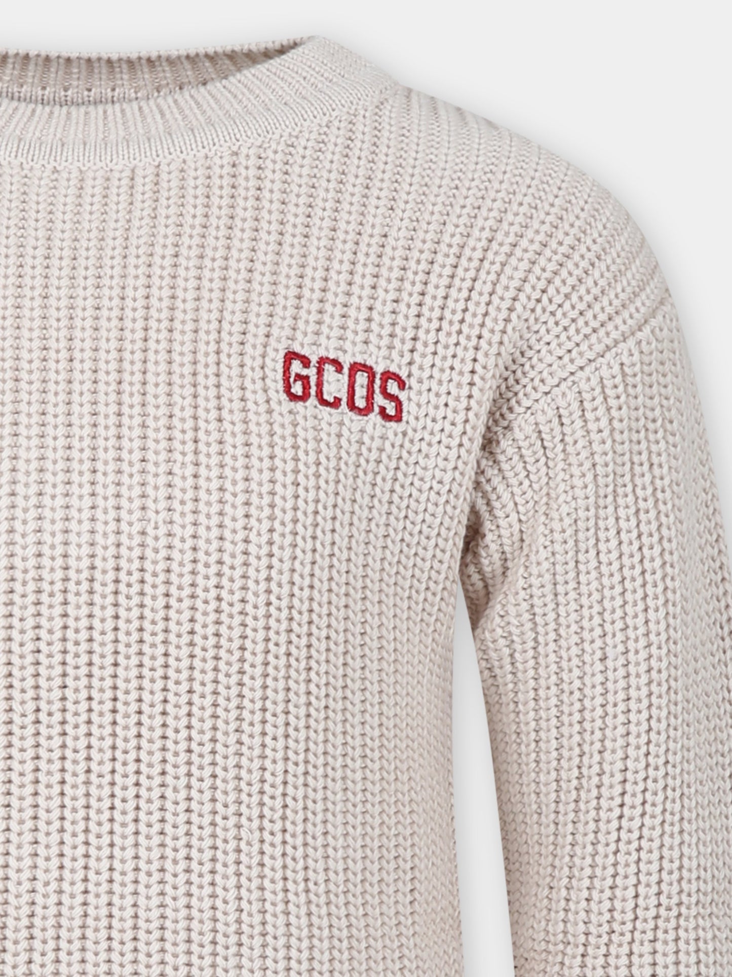 Maglione beige per bambini con logo,Gcds Kids,DUW00D LHE03 20325