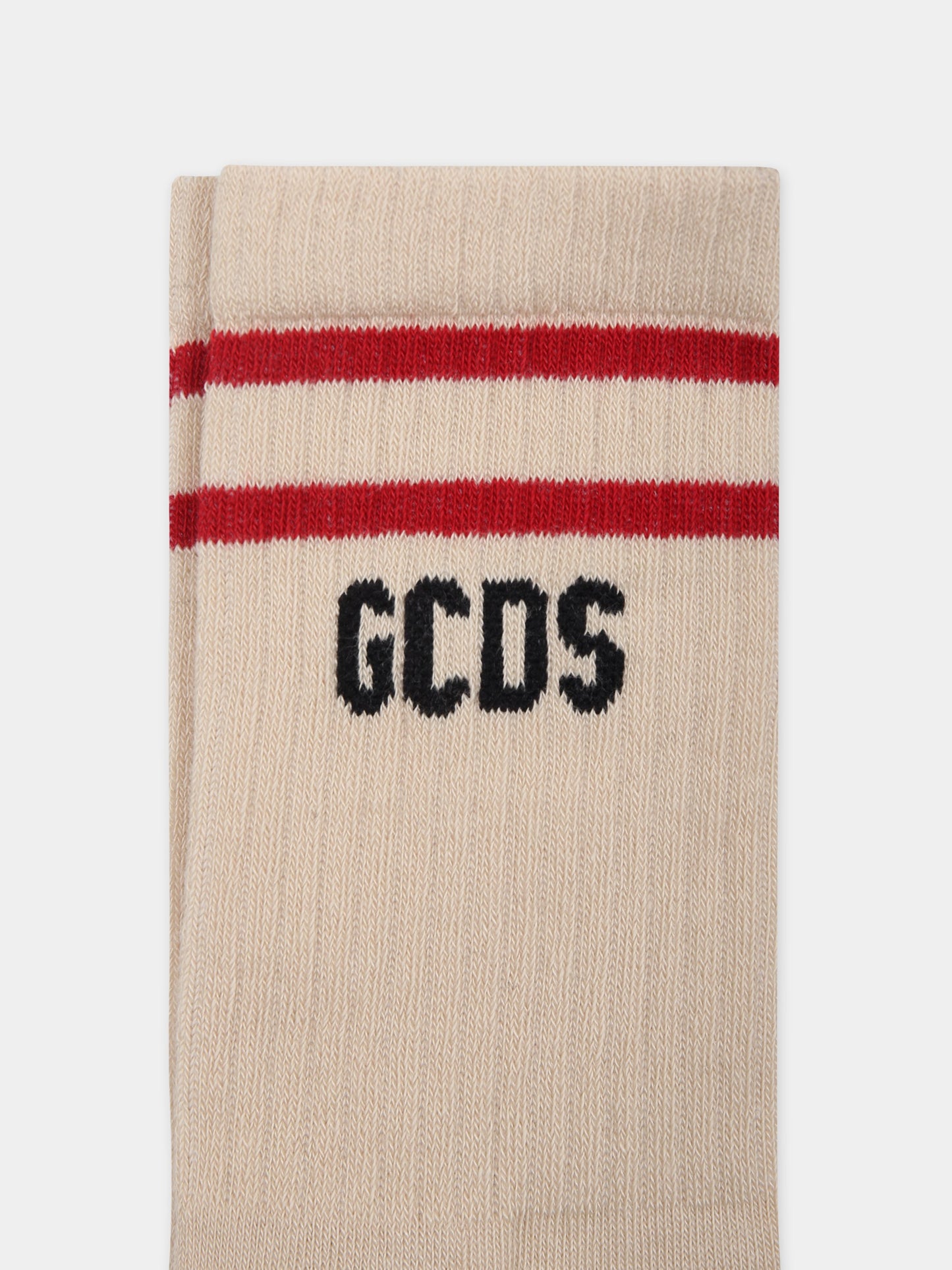 Calze beige per bambini con logo,Gcds Kids,DUX00Y LHE25 20325