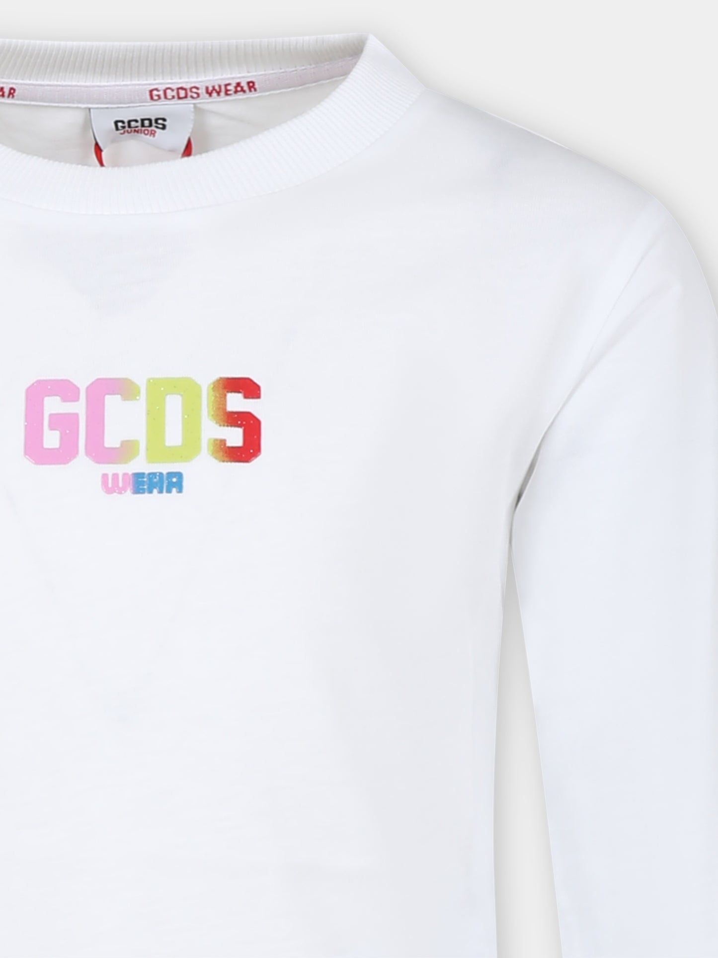 T-shirt bianca  per bambino con logo,Gcds Kids,DCO001 LAA20 10101 